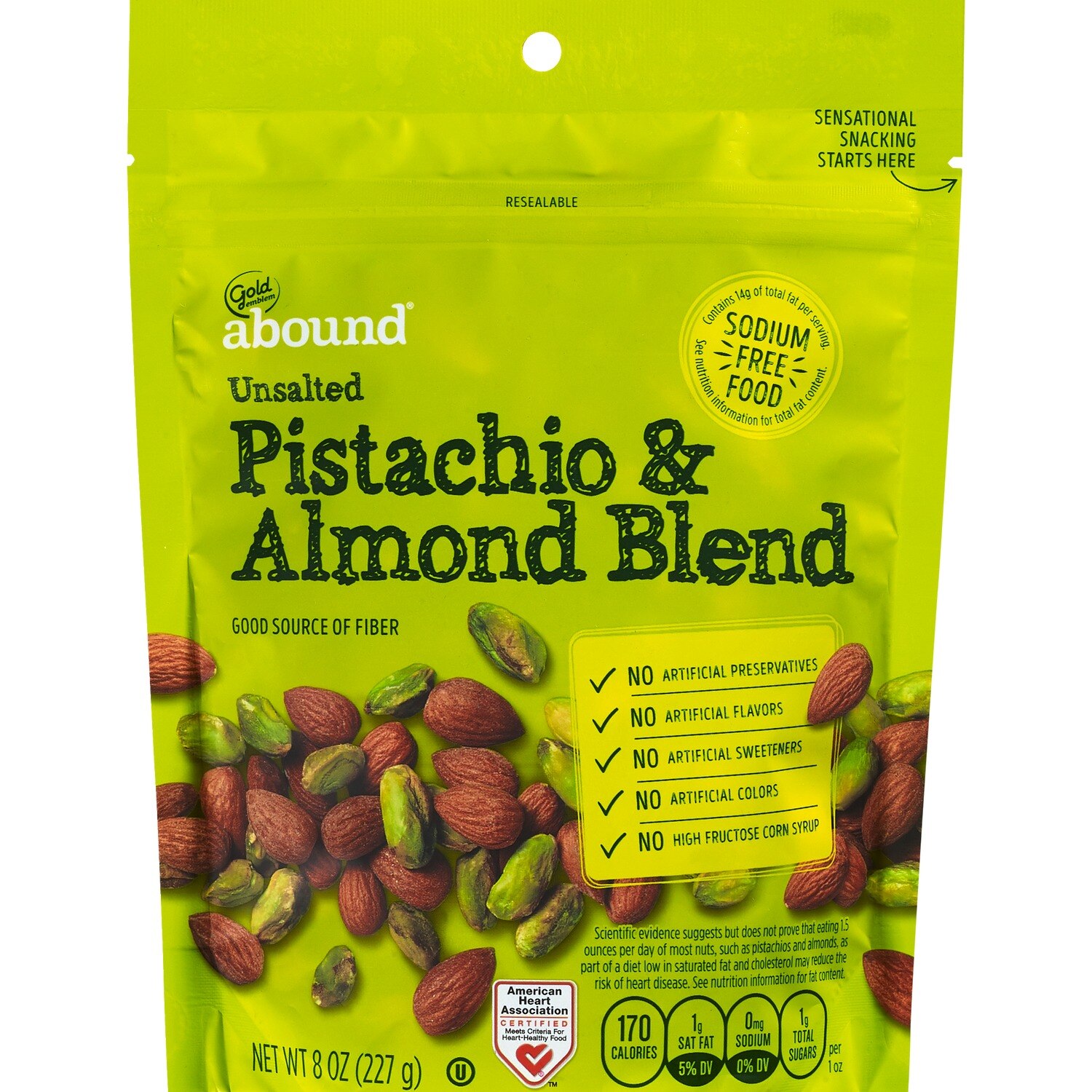 Gold Emblem Abound Unsalted Pistachio & Almond Blend, 8 oz