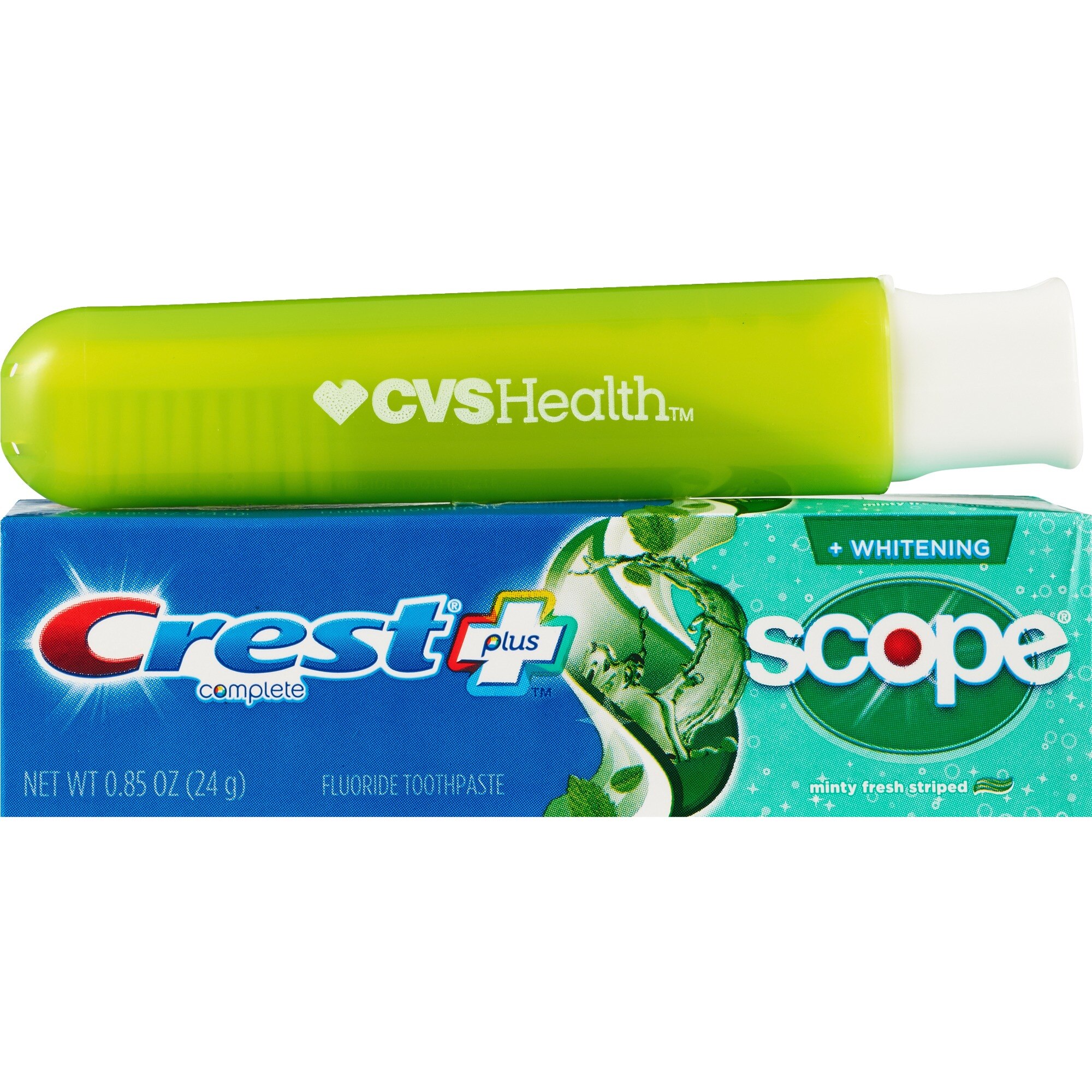 CVS Health Travel Toothbrush with Crest Complete Whitening Toothpaste, Assorted Colors, 0.85 OZ