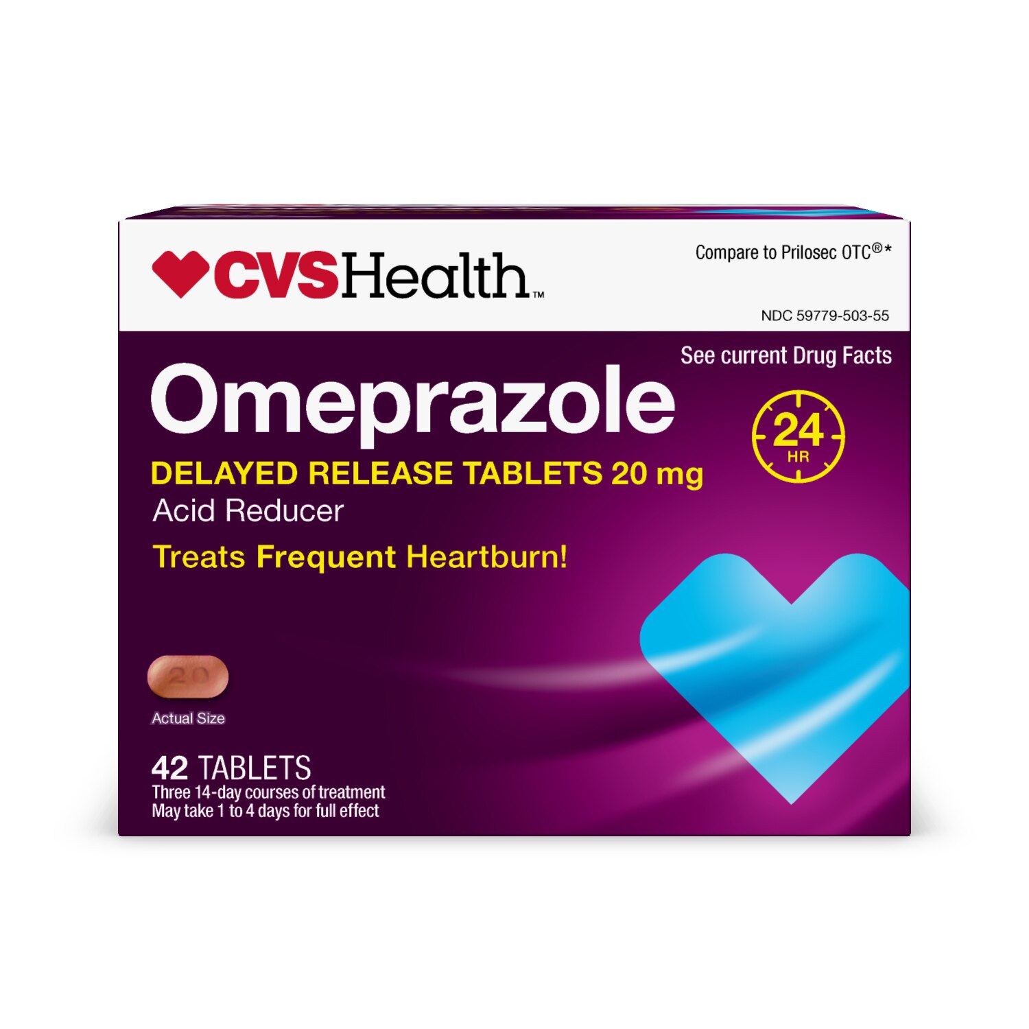 CVS Health Omeprazole Acid Reducer Delayed Release Tablets, 42 CT