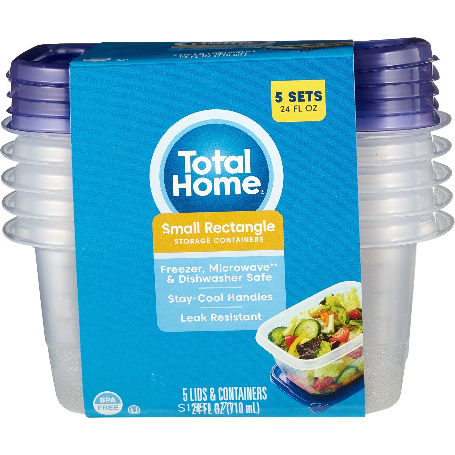 Total Home Food Storage Containers, 5 ct