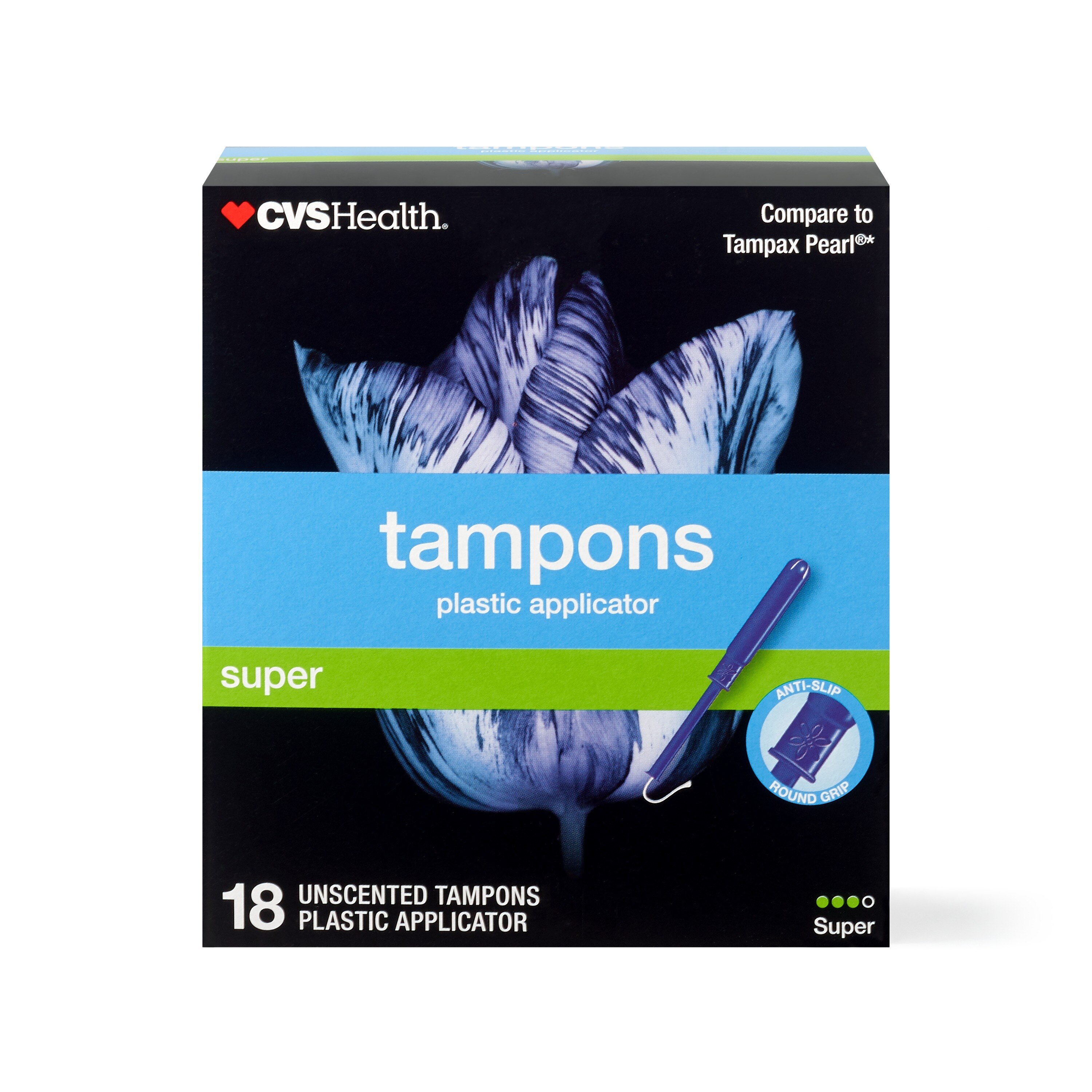 CVS Health Plastic Tampons, Unscented, Super