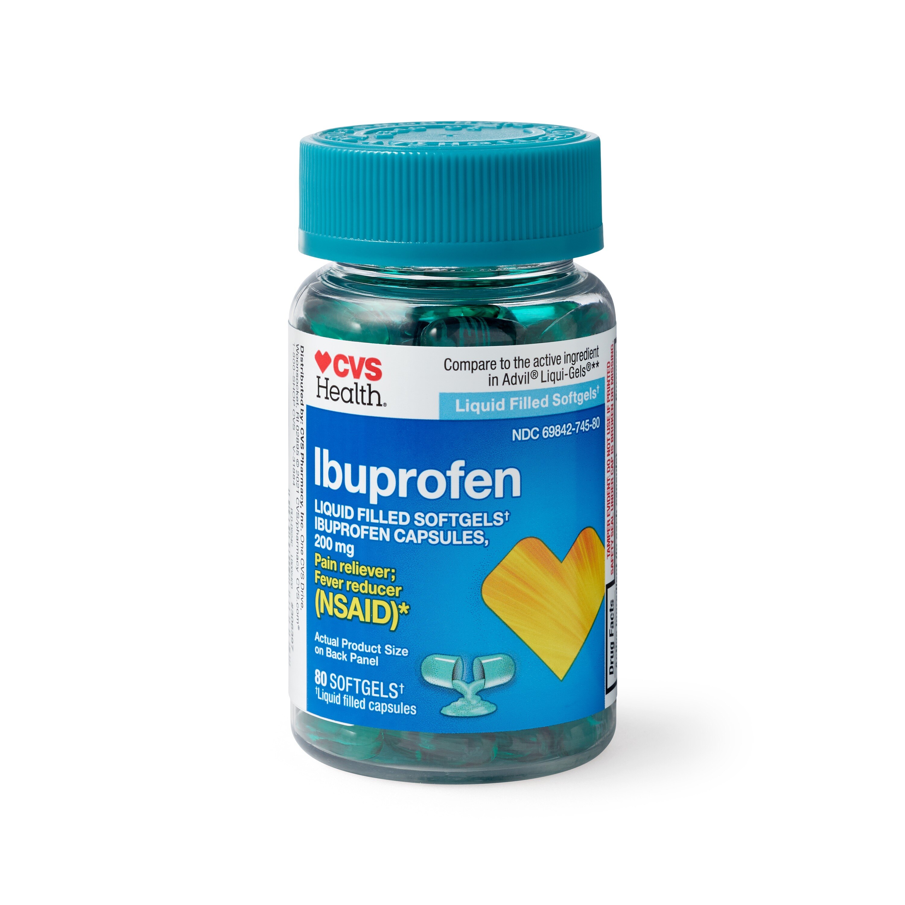 CVS Health Ibuprofen 200 MG Liquid Filled Softgels, 200 MG