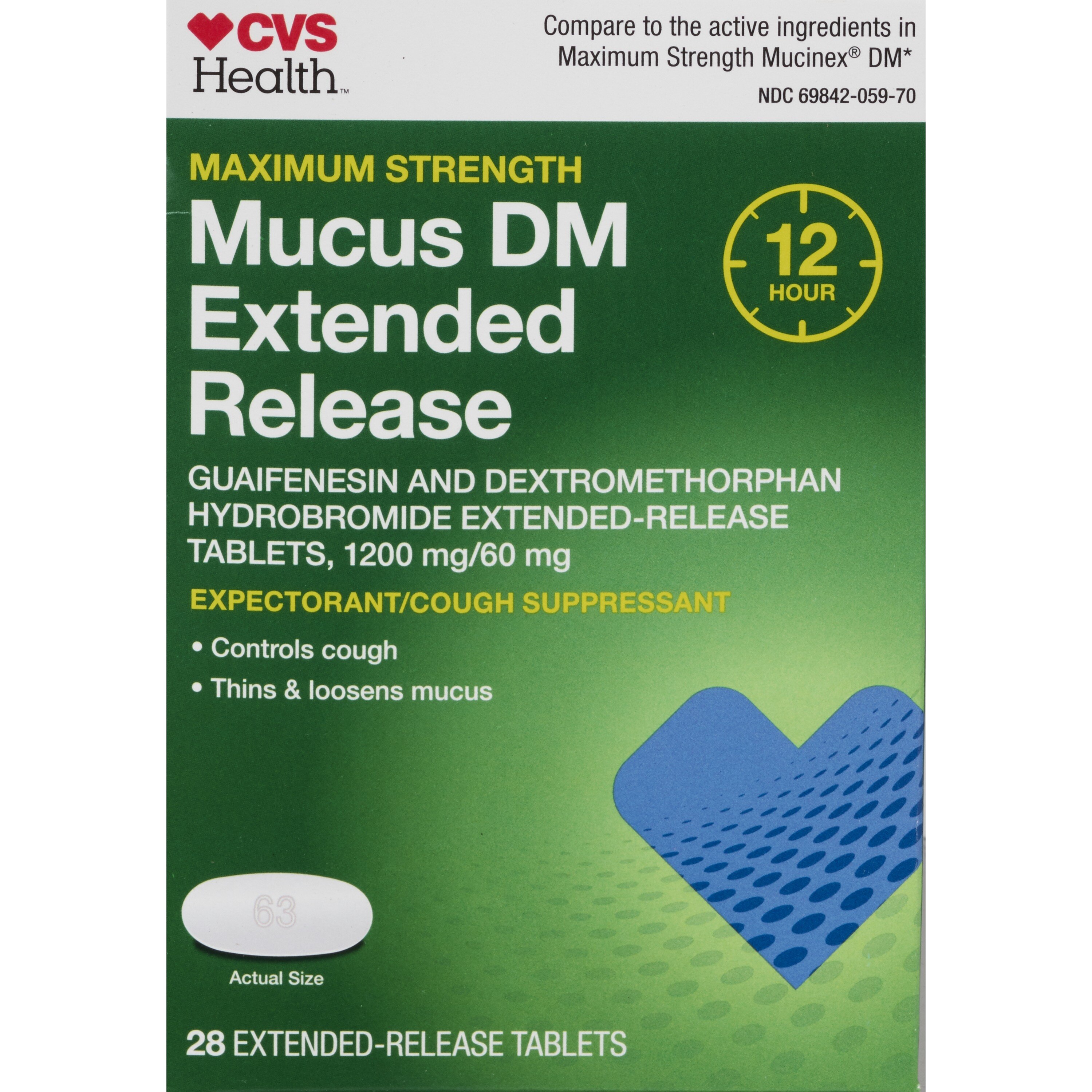 CVS Health 12HR Maximum Strength Mucus DM Extended Release Tablets