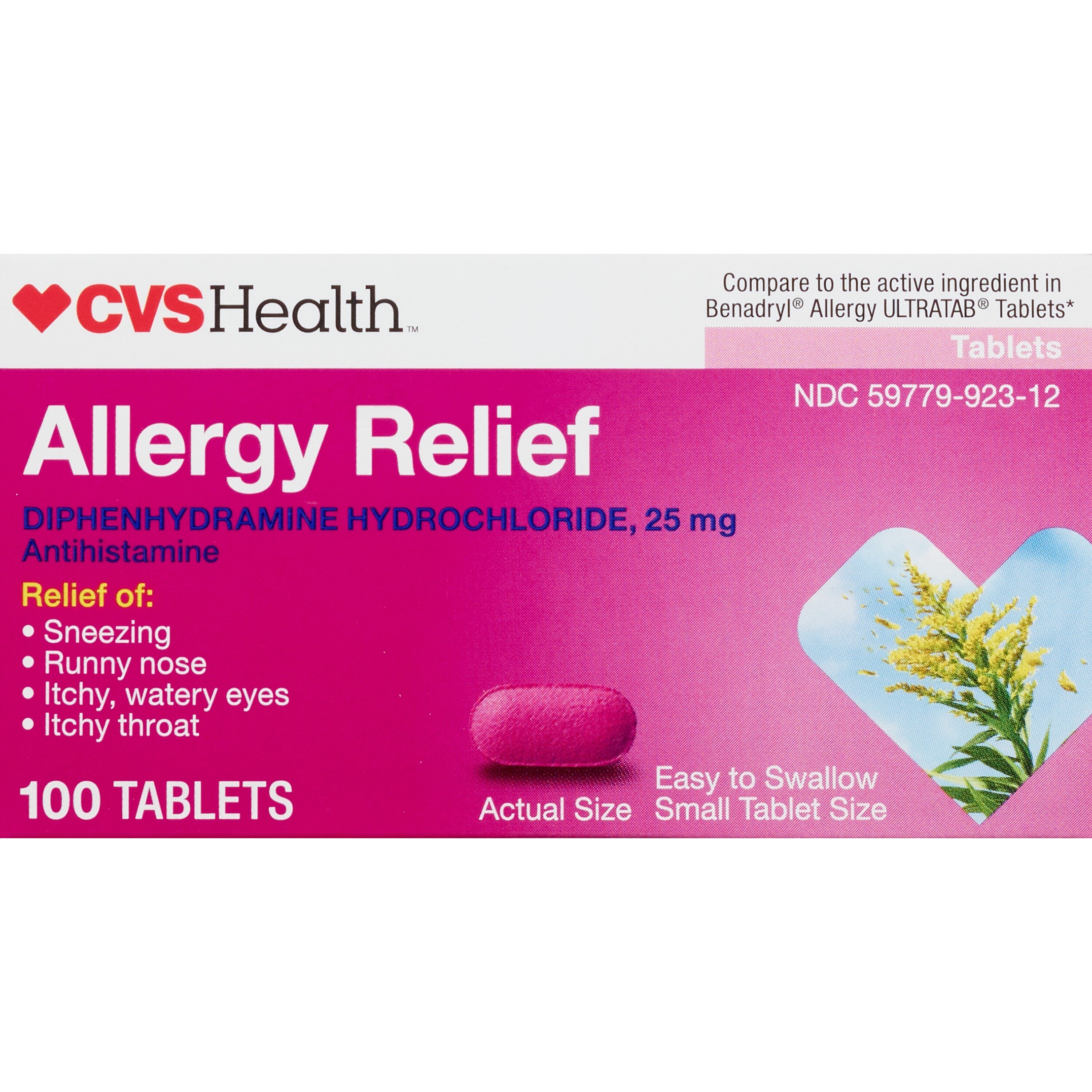 CVS Health Allergy Relief Diphenhydramine Tablets, 24 CT