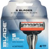 Blade Men's 5-Blade Razor Blade Refills with Trimmer Blade, 4 CT, thumbnail image 1 of 3