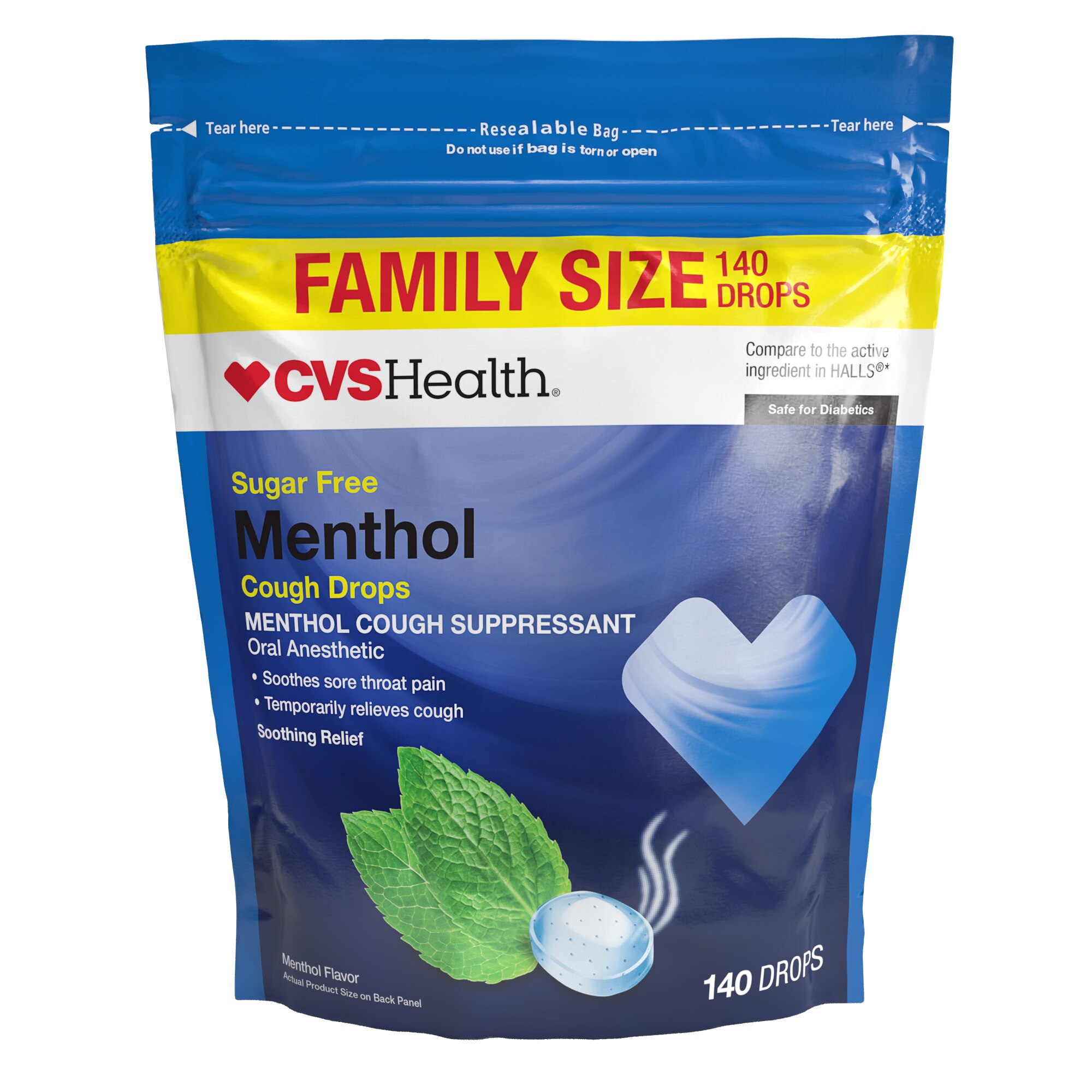 CVS Health Sugar Free Menthol Cough Drops, 140 CT