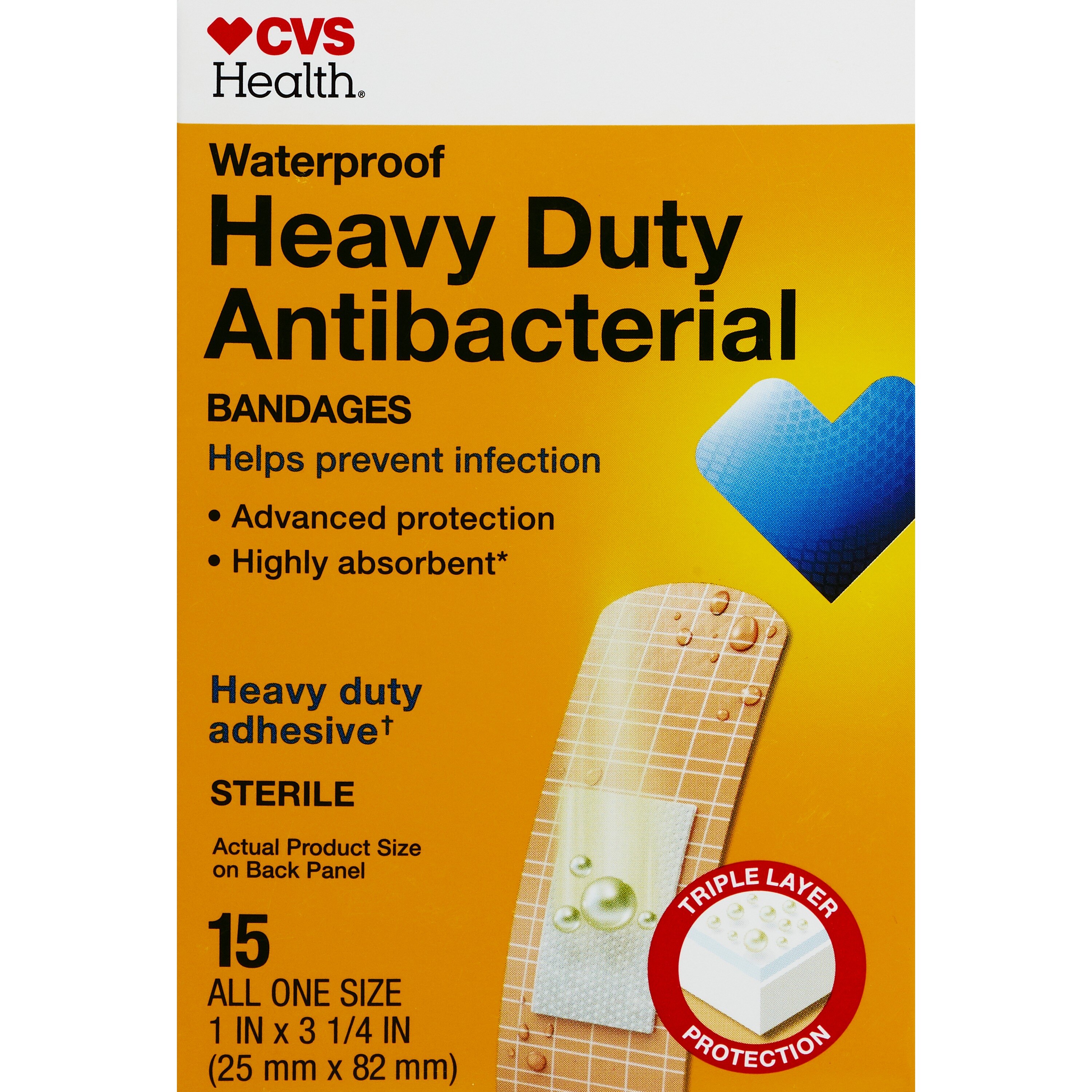 CVS Health Heavy Duty Waterproof Anti-Bacterial Bandages