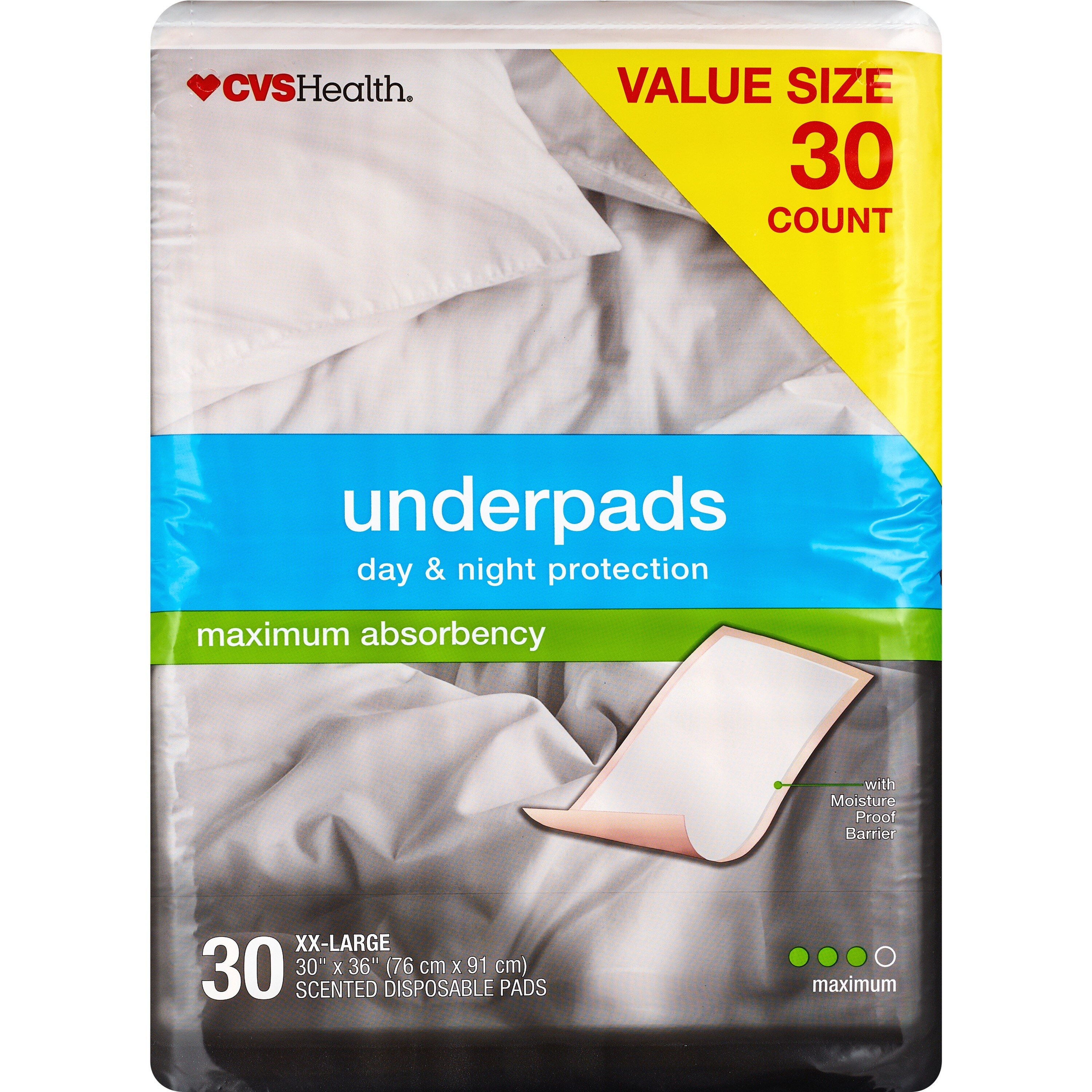 CVS Health Underpads Day & Night Protection Maximum Absorbency