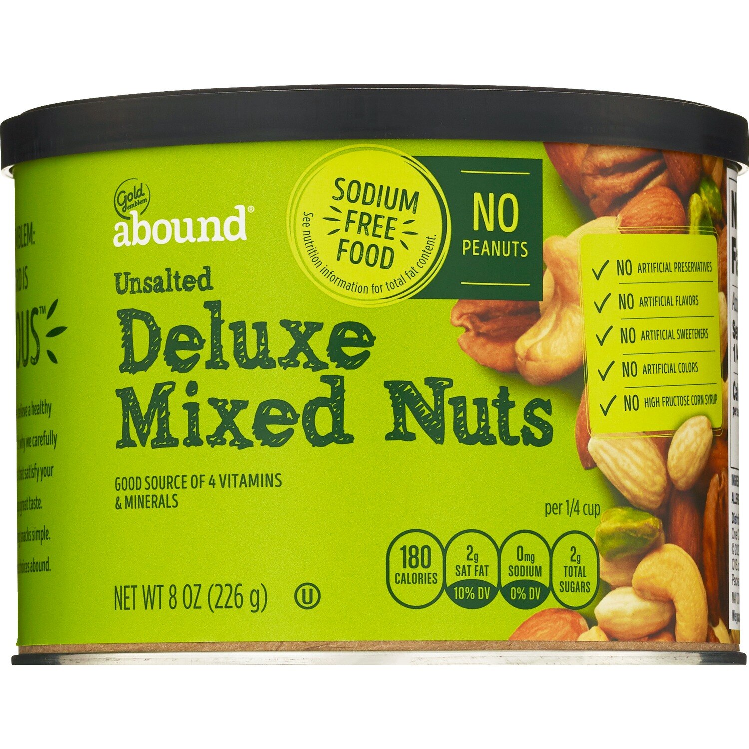 Gold Emblem Abound Unsalted Deluxe Mixed Nuts, 8 oz