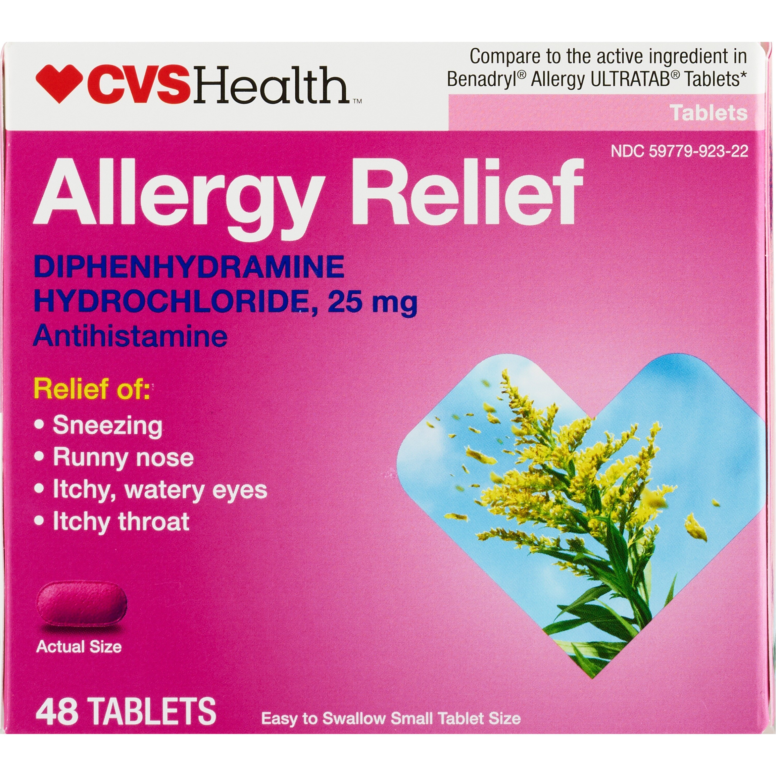 CVS Health Allergy Relief Diphenhydramine Tablets, 24 CT