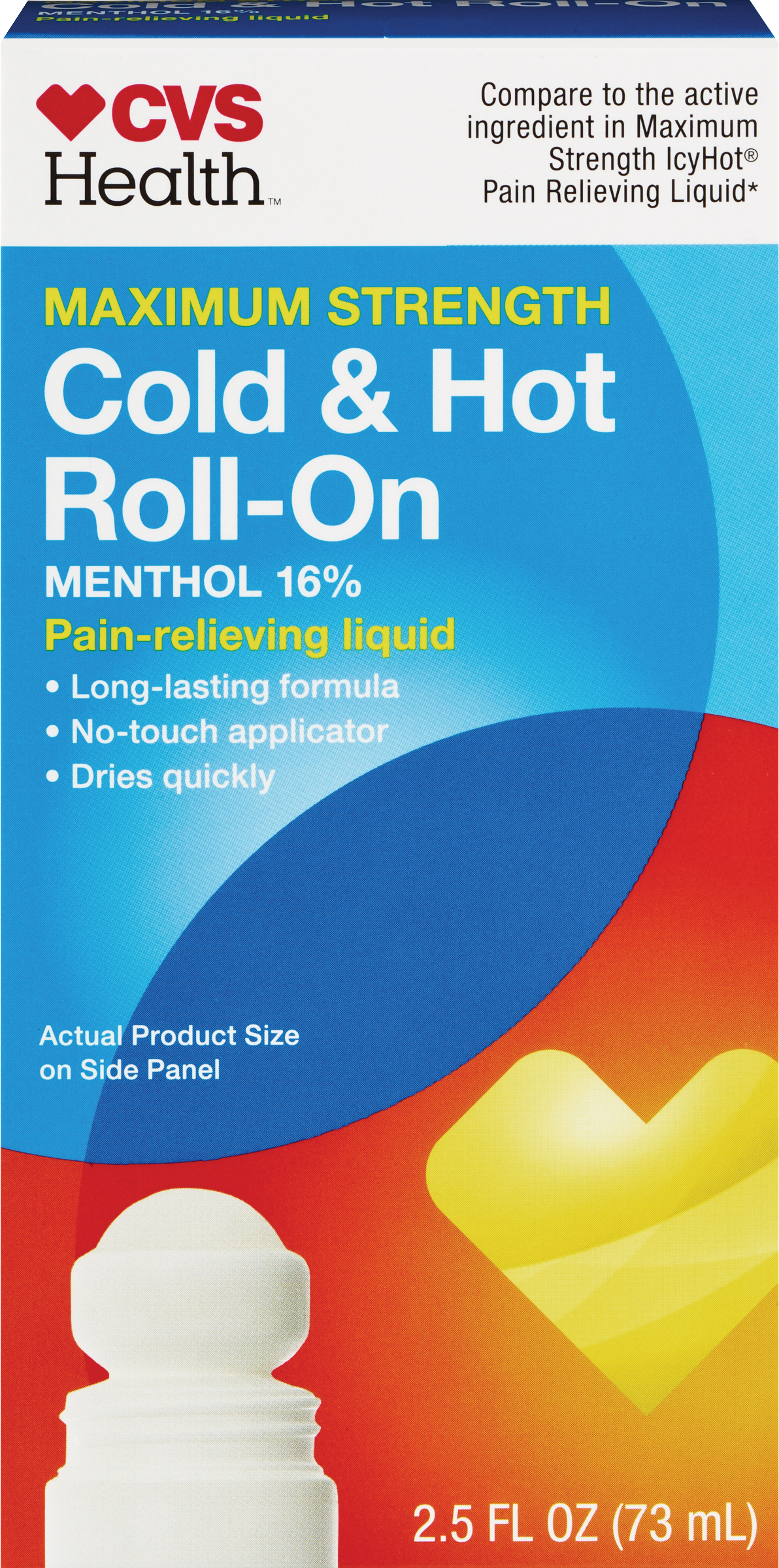 CVS Health Cold & Hot Menthol 16% Roll-On, 2.5 OZ