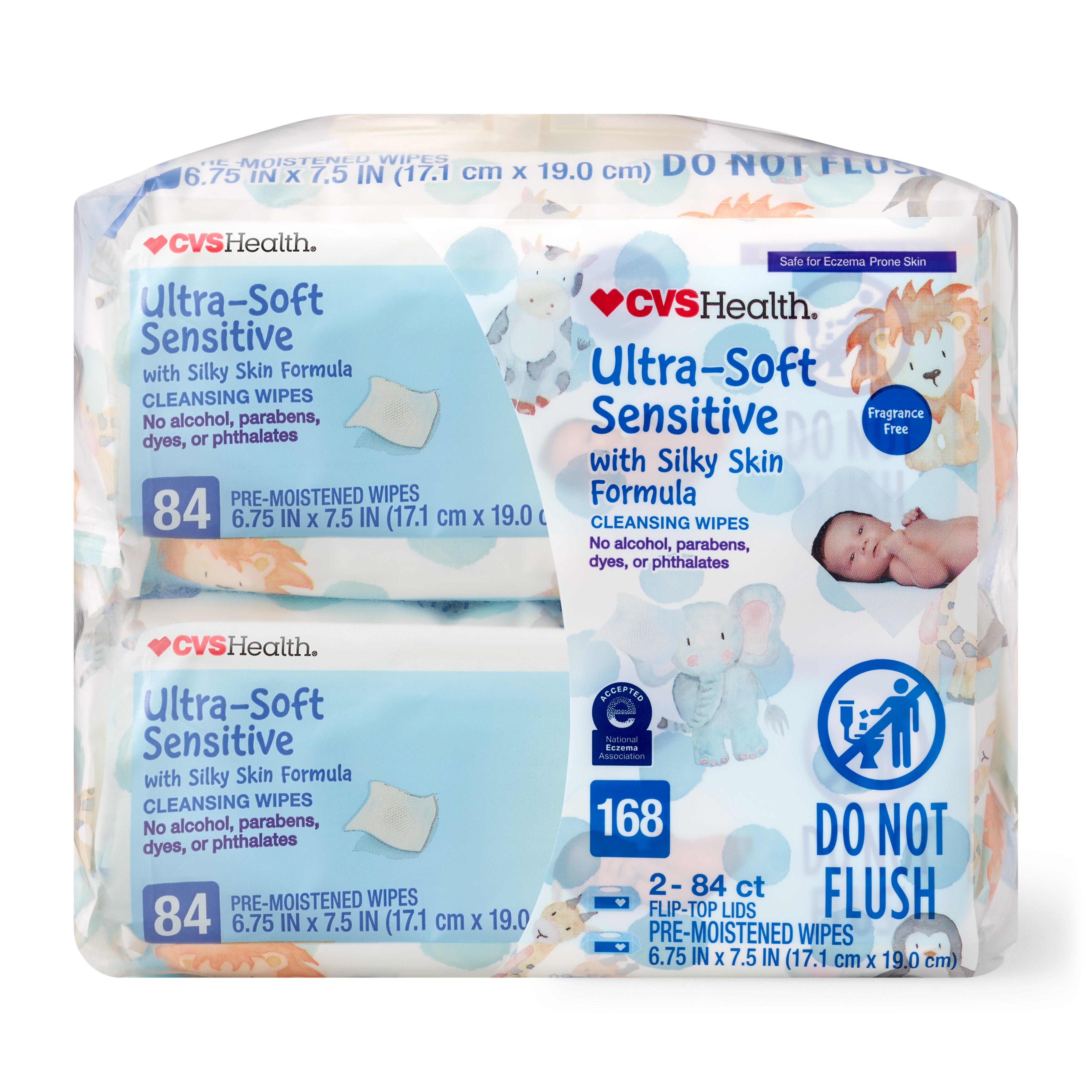 CVS Health Ultra-Soft Sensitive Cleansing Wipes, 84 CT, 2 PK