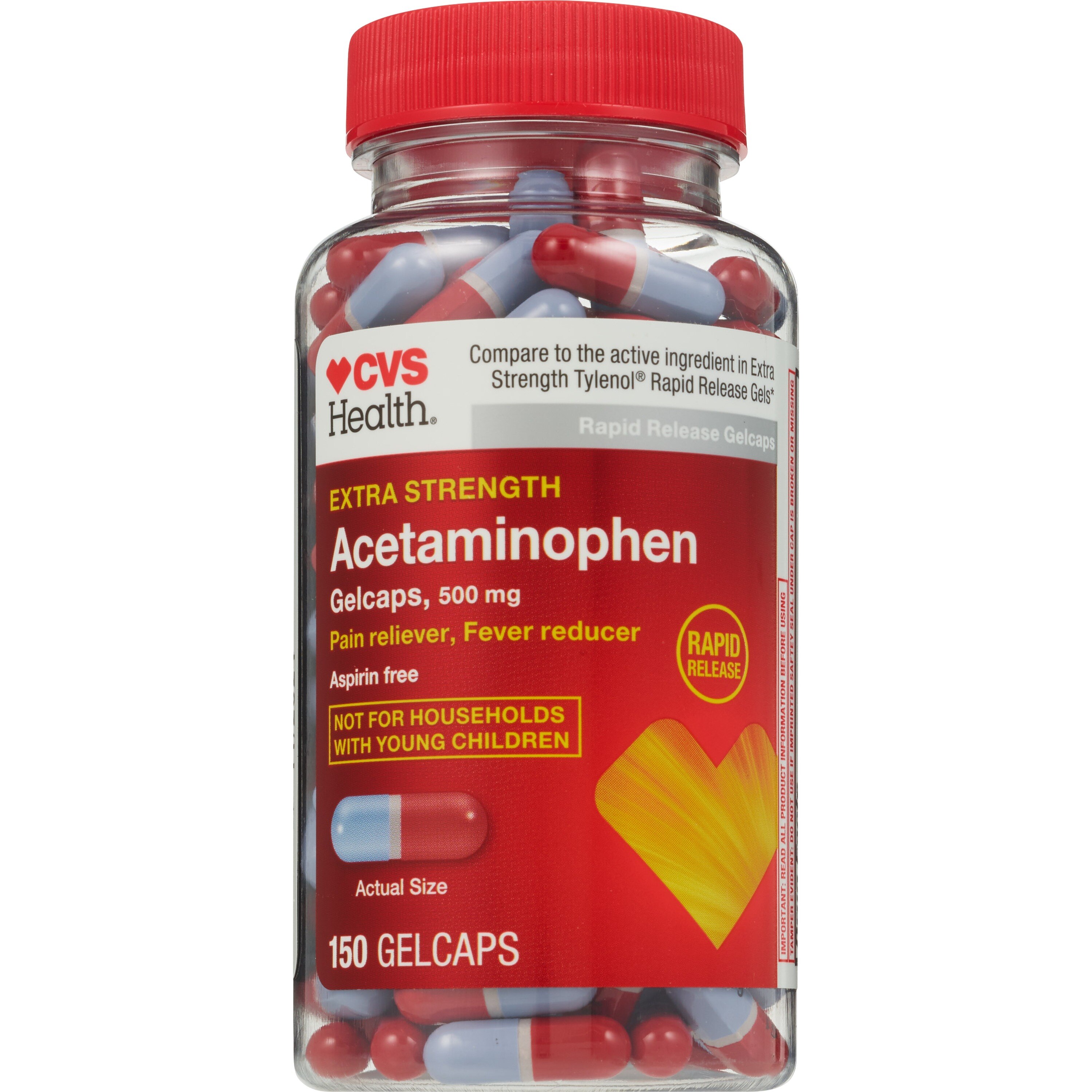 CVS Health Extra Strength Acetaminophen Pain Reliever & Fever Reducer 500 MG Gelcaps