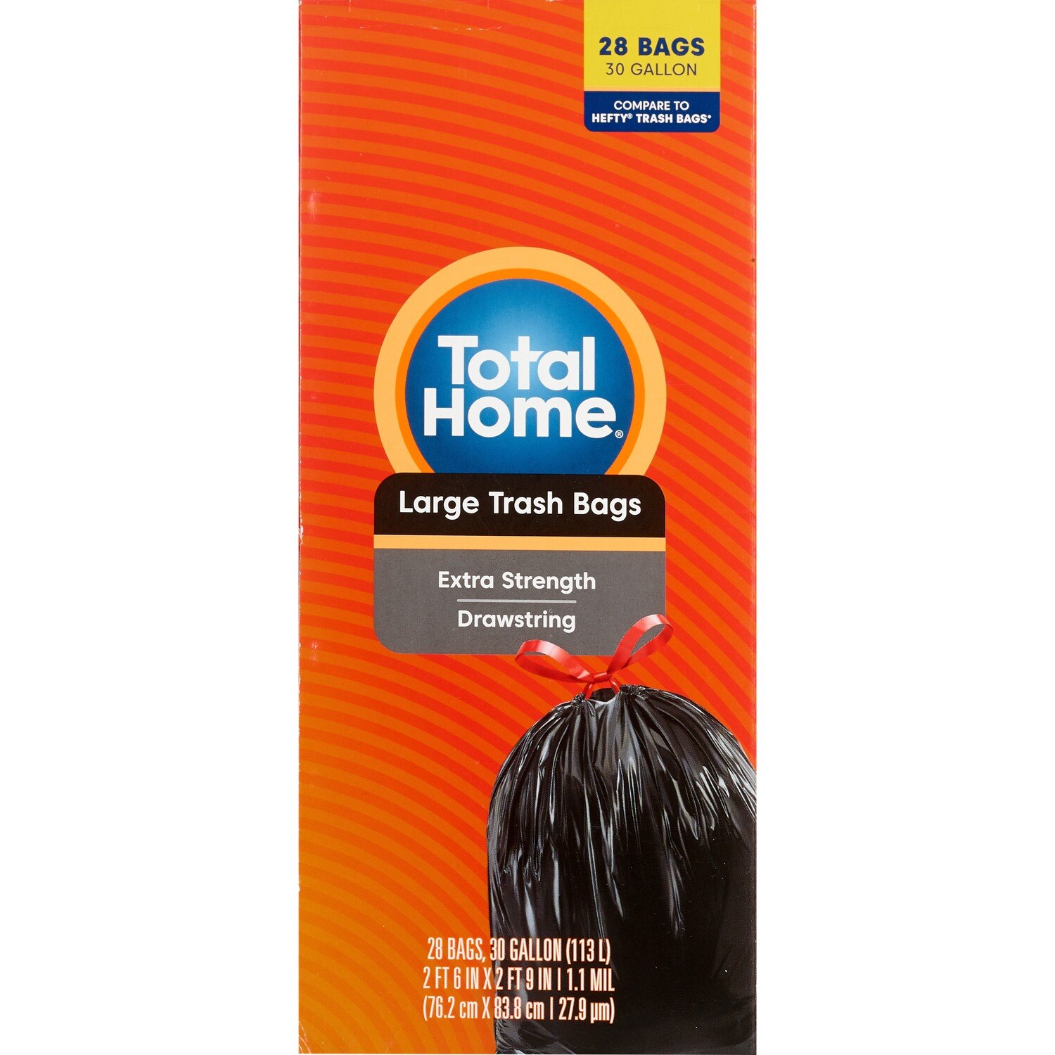 Total Home 30 Gallon Drawstring Trash Bags