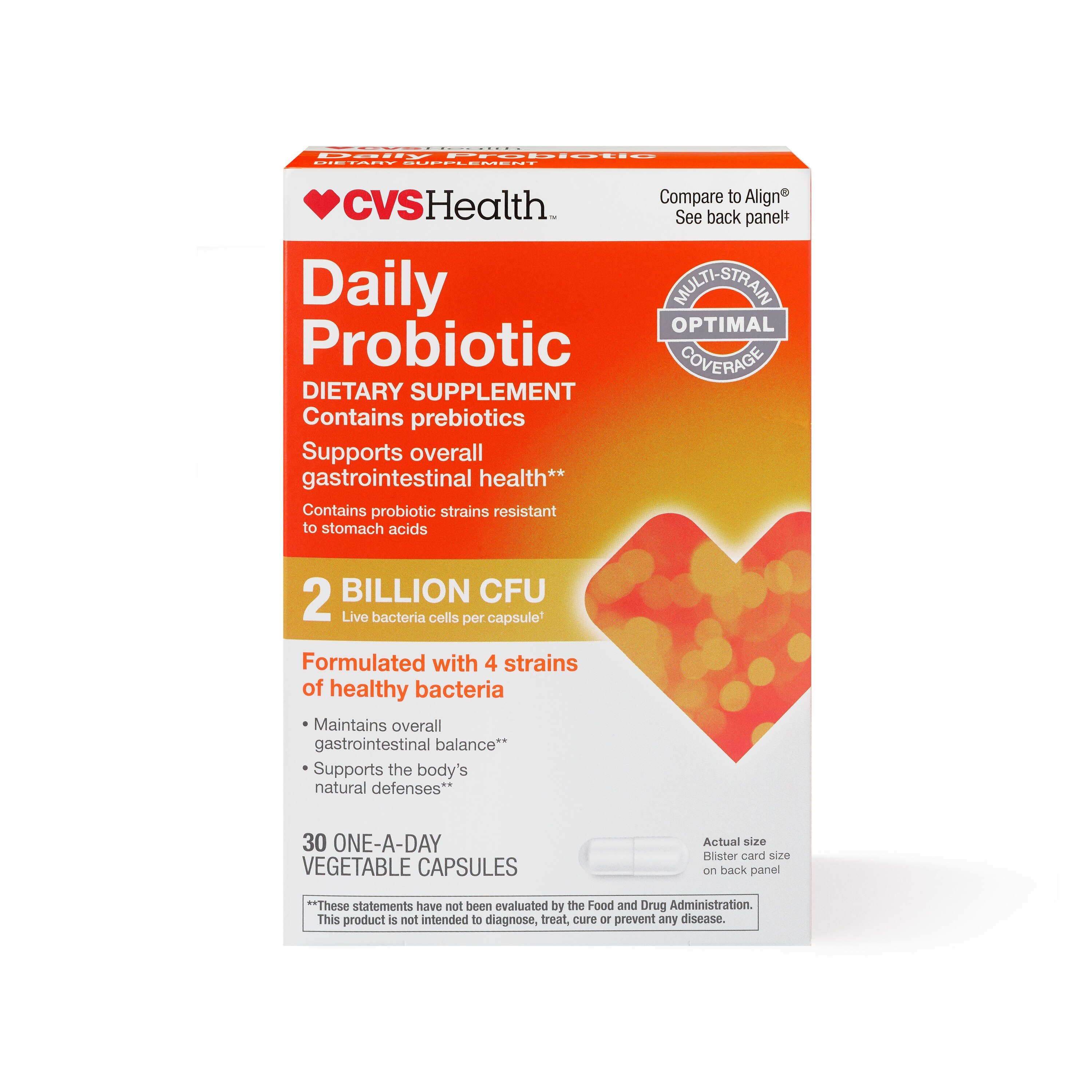 CVS Health Daily Probiotic 2 Billion CFU Capsules