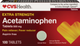 CVS Health Extra Strength Acetaminophen Pain Reliever & Fever Reducer 500 MG Tablets, 100 CT, thumbnail image 1 of 5