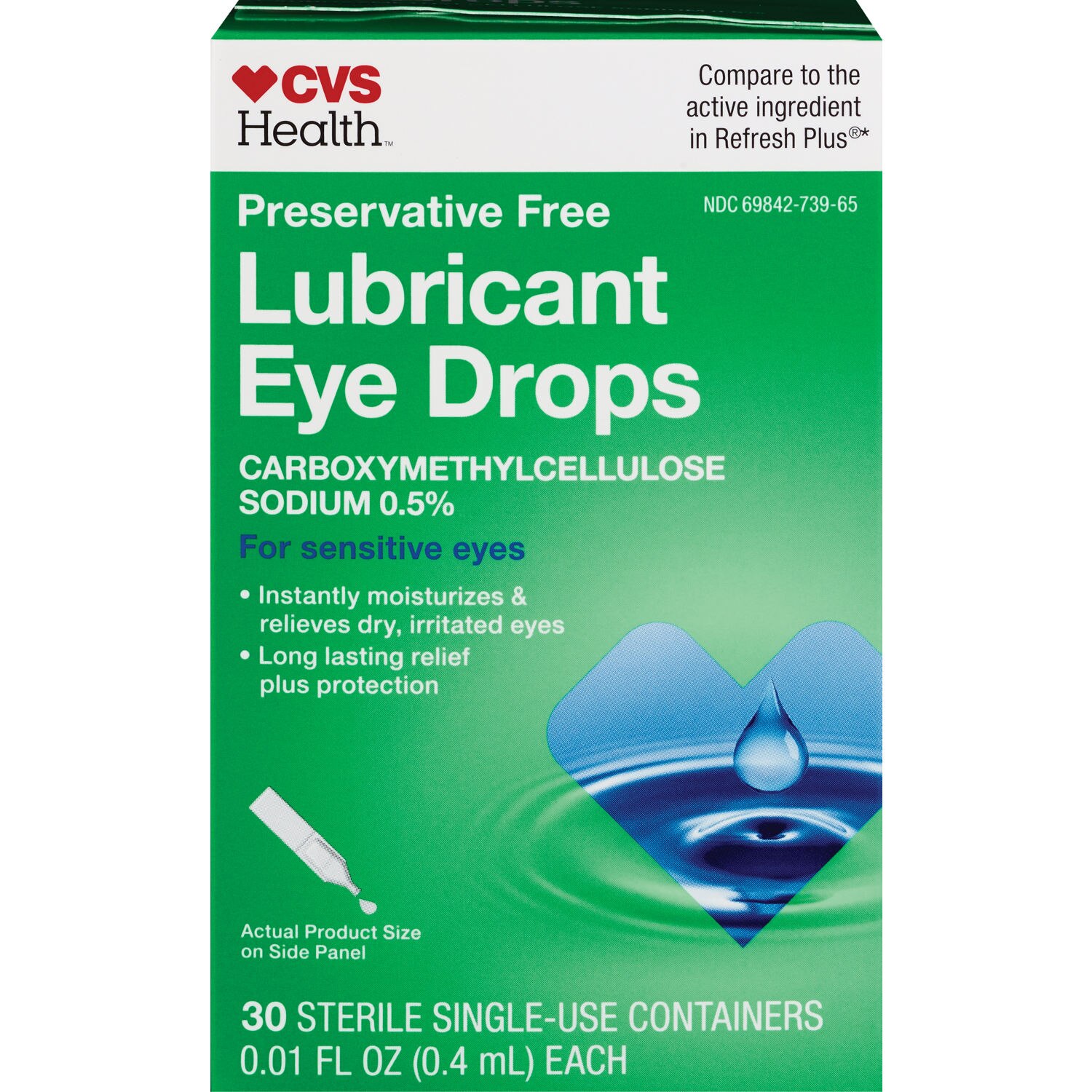 CVS Health Preservative Free Lubricant Eye Drops Sensitive Solution, 0.4mL