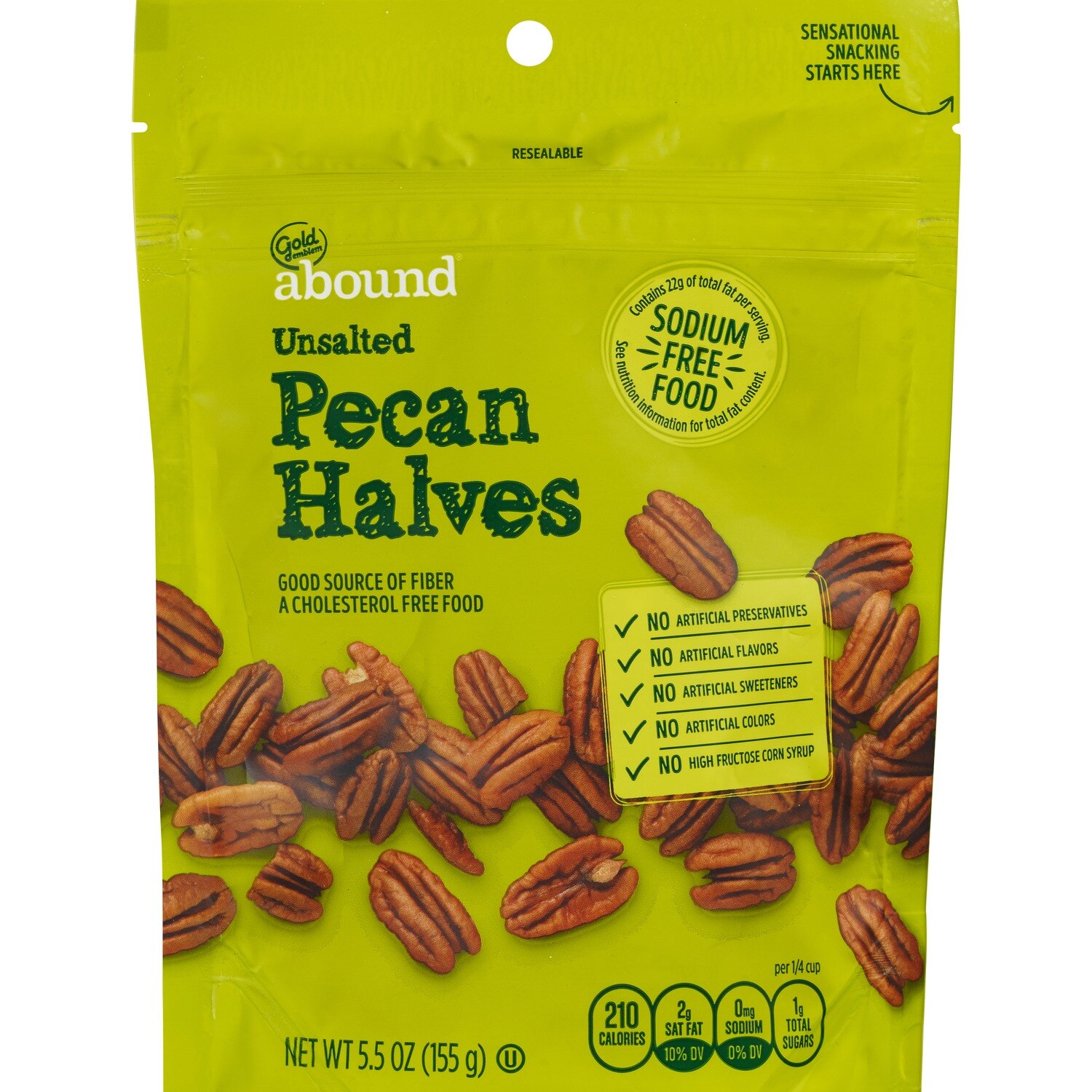 Gold Emblem Abound Unsalted Pecan Halves, 5.5 oz