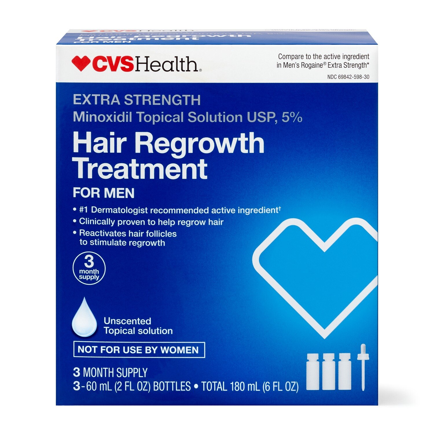 CVS Health Men's Extra Strength 5% Minoxidil Solution for Hair Regrowth