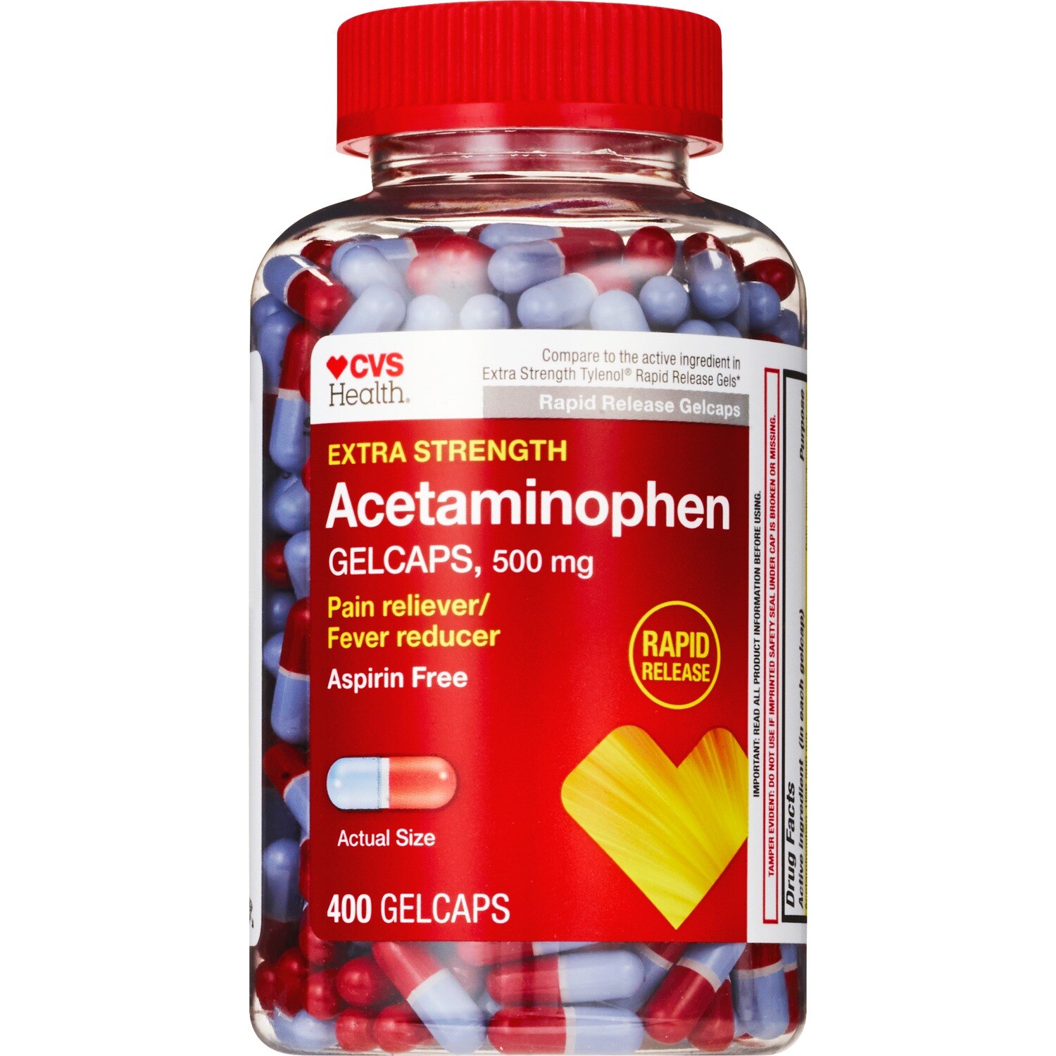 CVS Health Extra Strength Acetaminophen Pain Reliever & Fever Reducer 500 MG Gelcaps