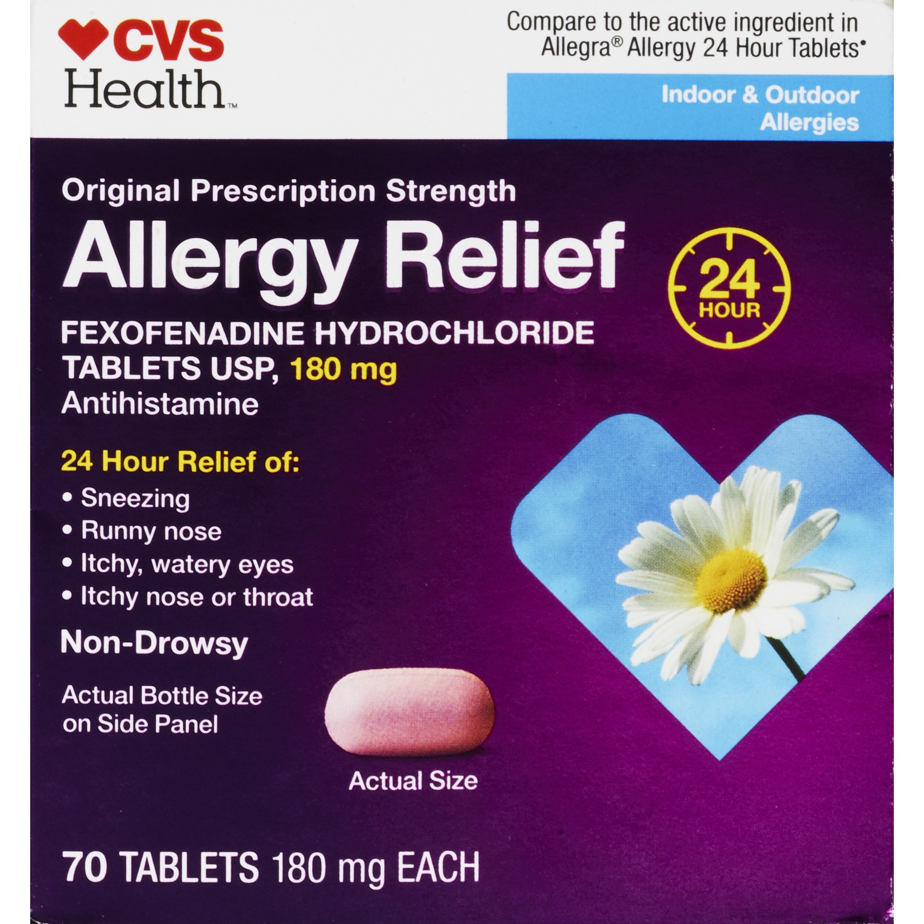 CVS Health 24HR Non Drowsy Allergy Relief Fexofenadine HCl Tablets