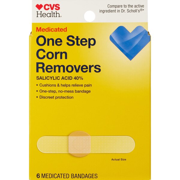 Clicking on the image opens a new modal with 5 larger images of CVS Health Maximum Strength One Step Medicated Corn Removers, 6 CT. Some images may not have descriptive text. 1 out of 5.