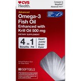 CVS Health Omega-3 Fish Oil Enhanced with Krill Oil Softgels, 80 CT, thumbnail image 1 of 6