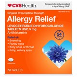 CVS Health Allergy Relief Levocetirizine Dihydrochloride Tablets USP 5 mg, 55CT, thumbnail image 1 of 3