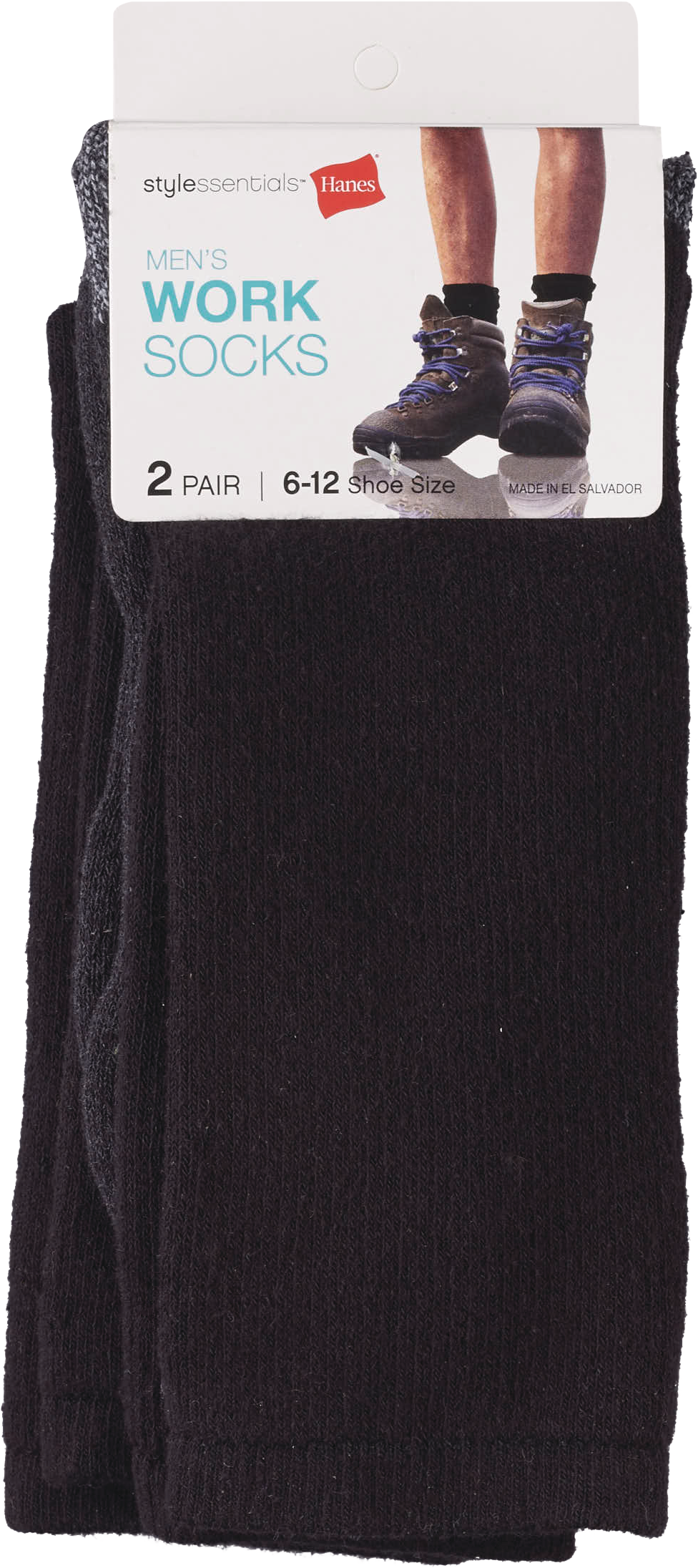 Style Essentials Mens Outdoor Crew Socks, Size 6-12 Black