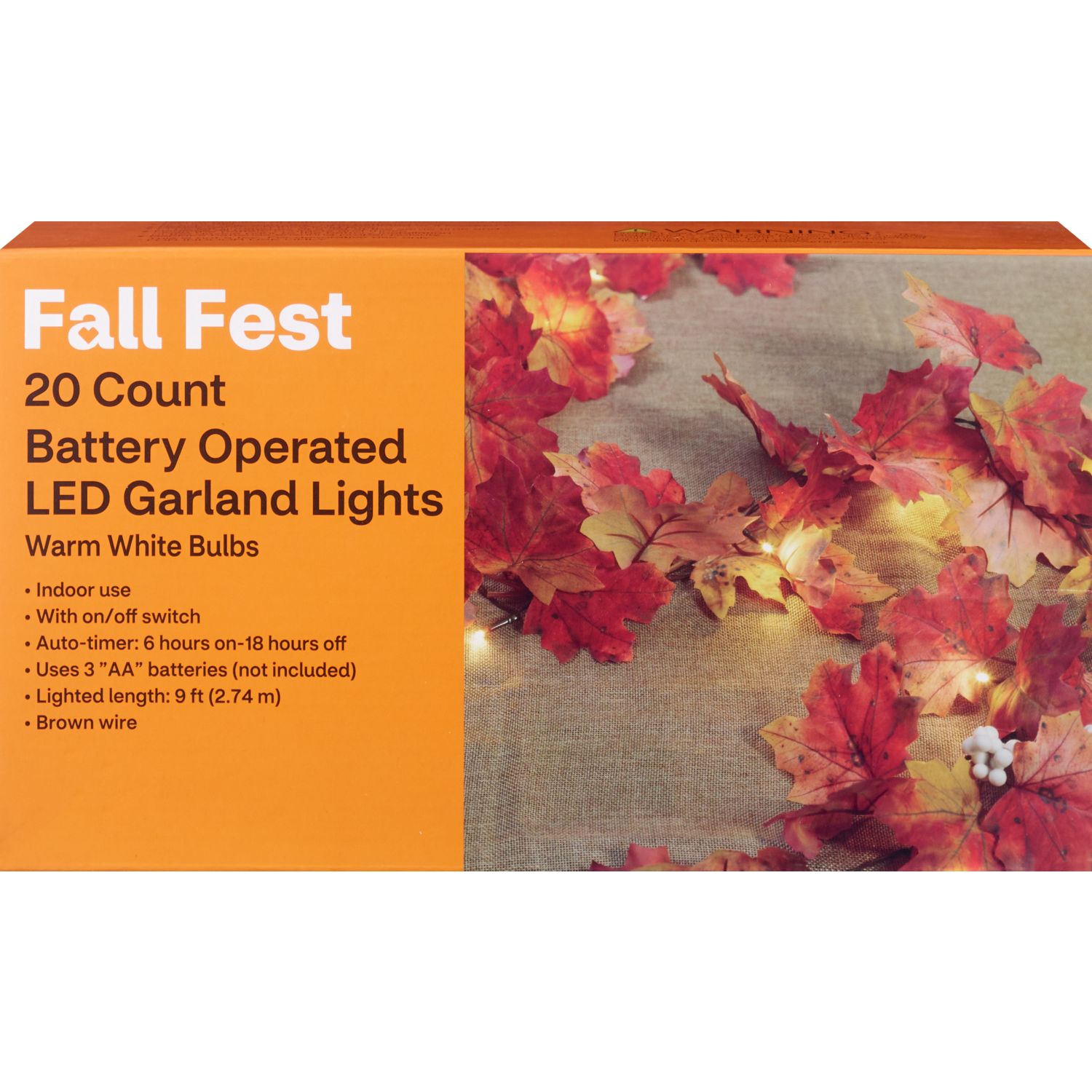 Fall Fest LED Garland Lights, 9 ft