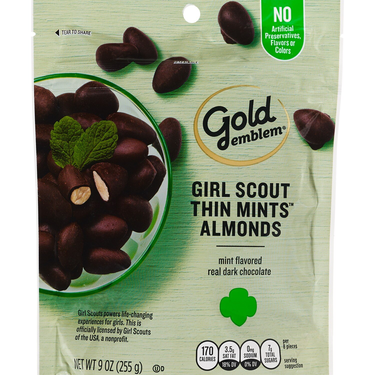 Gold Emblem Girl Scout Thin Mints Almonds, 9 oz