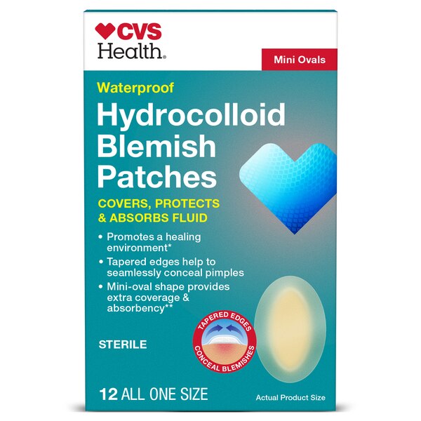 CVS Health Waterproof Hydrocolloid Blemish Patches, 12 CT