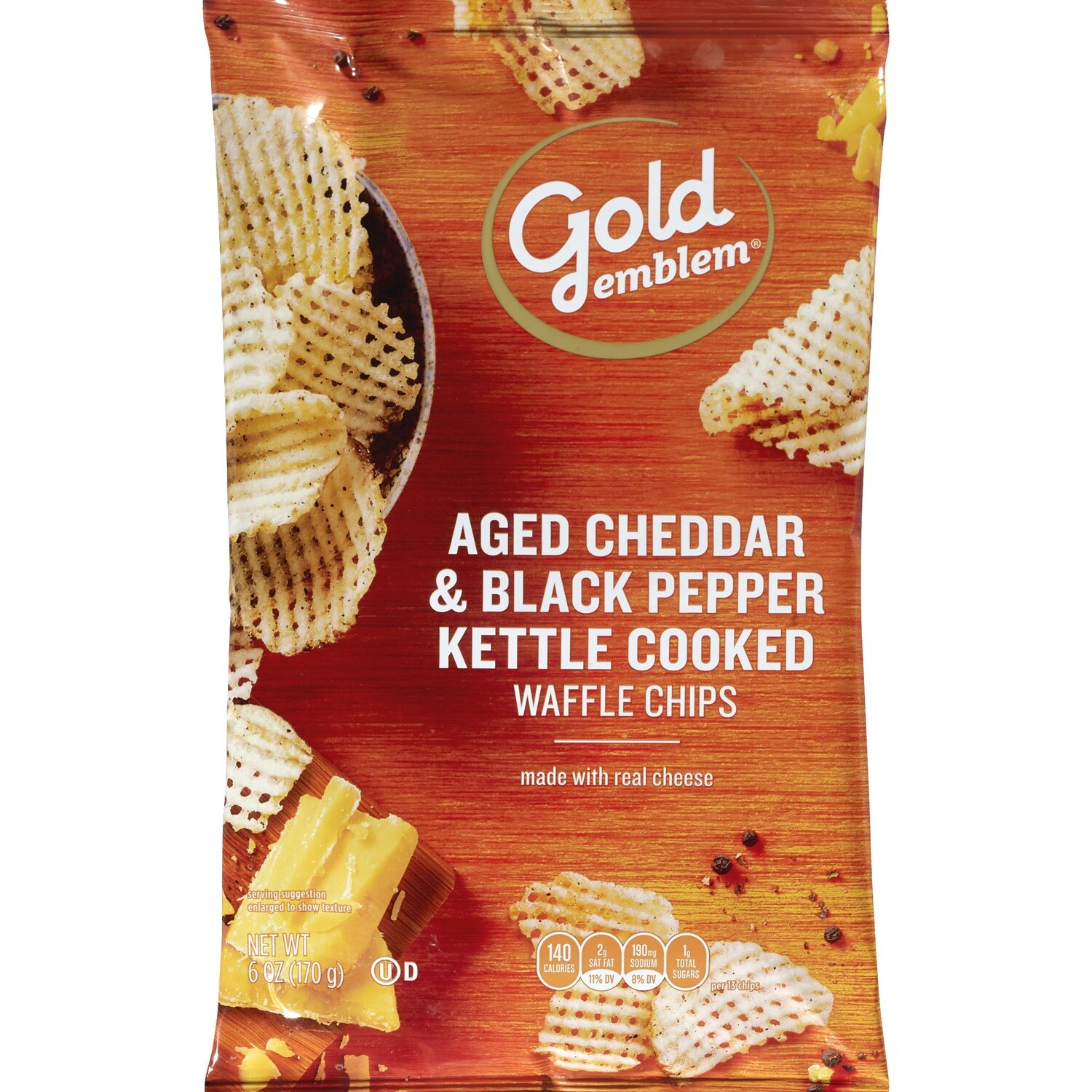 Gold Emblem Aged Cheddar & Black Pepper Kettle Cooked Waffle Chips, 6 oz