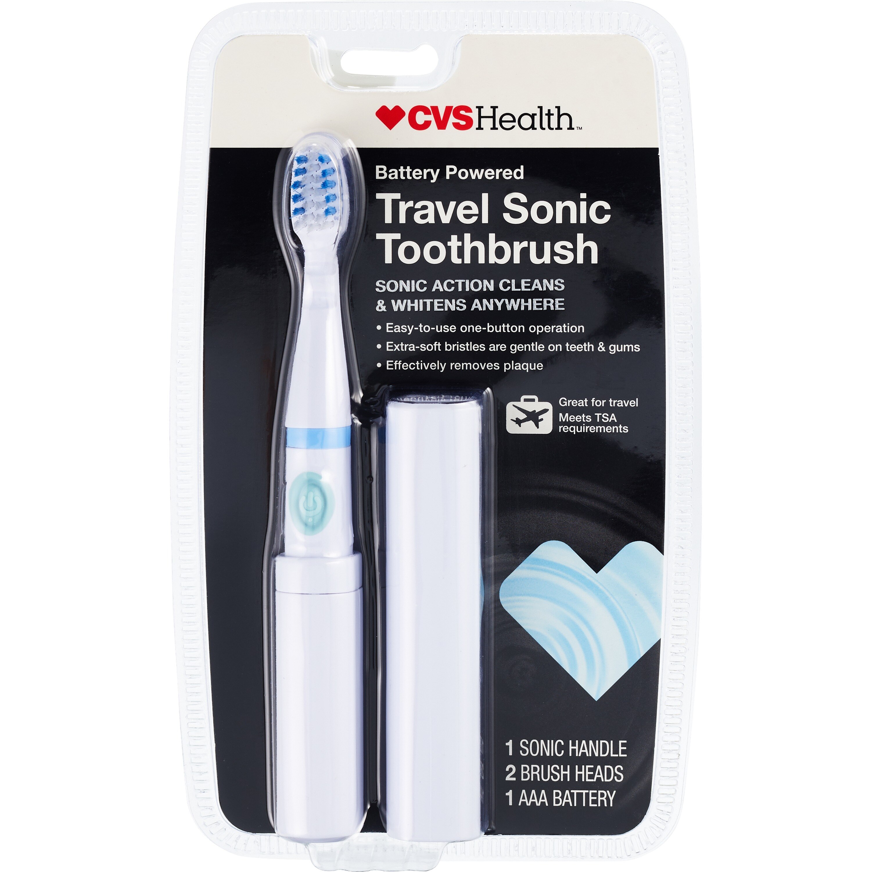 CVS Health Battery Powered Travel Sonic Toothbrush