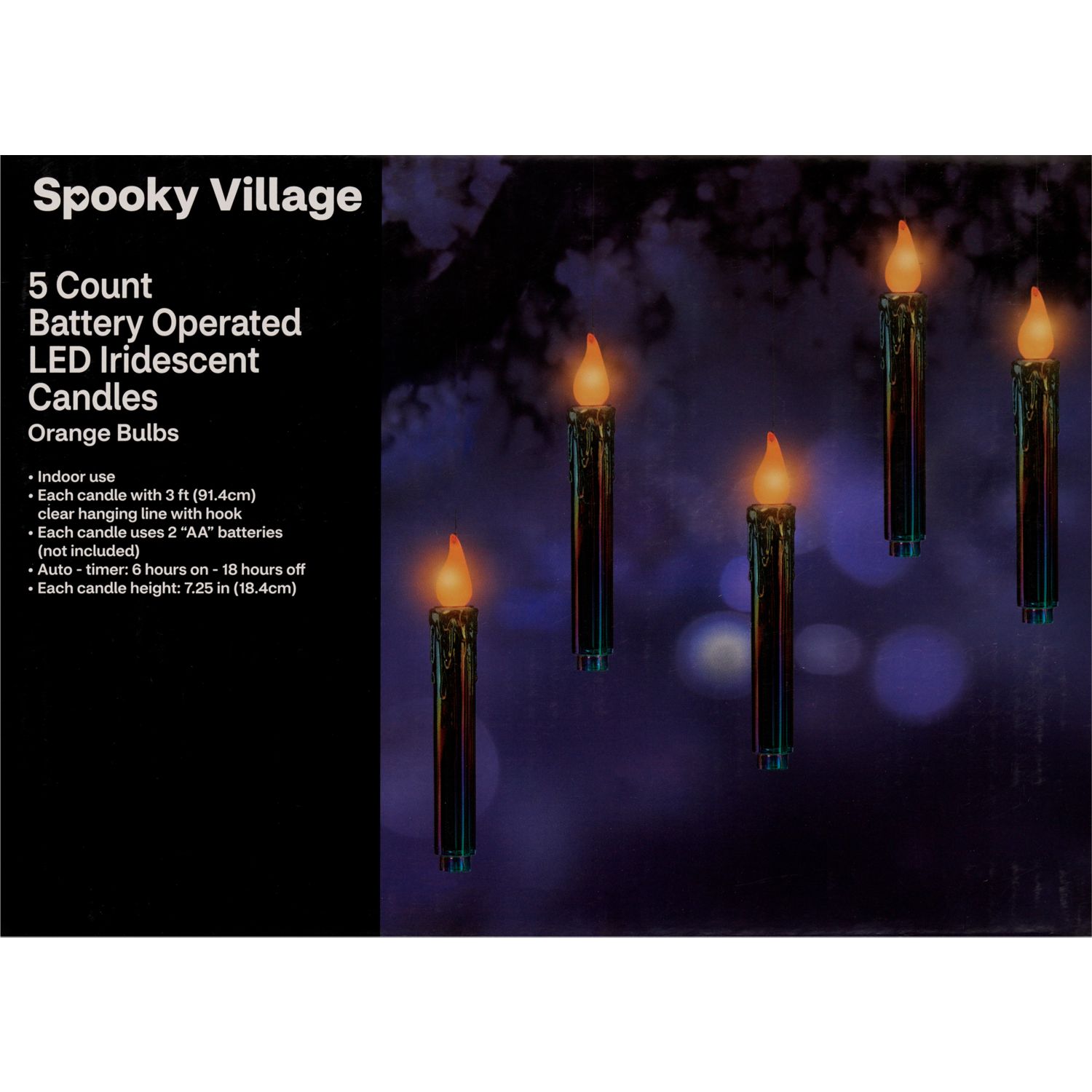 Spooky Village LED Iridescent Candles, 5 ct