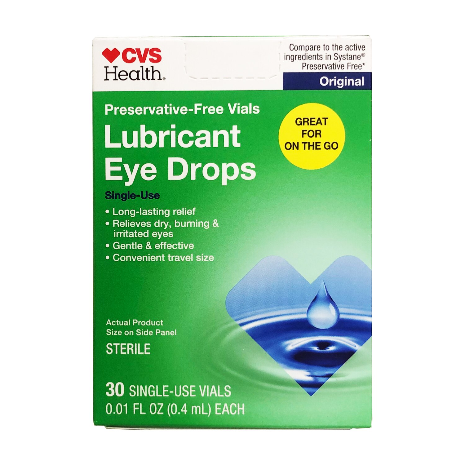 CVS Health Lubricant Eye Drops, Single-Use Vials, 30 CT