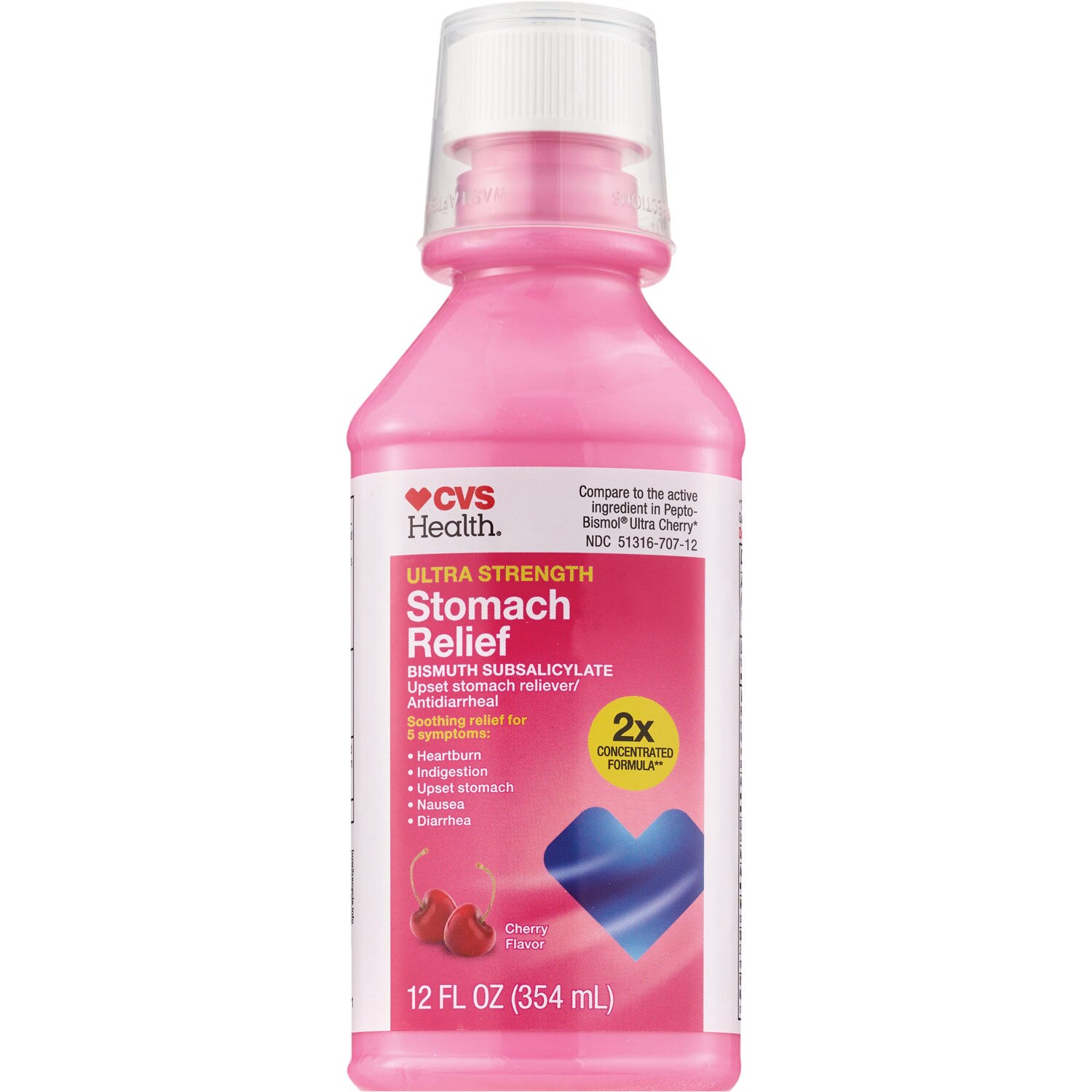 CVS Health Ultra Strength Stomach Relief Liquid Cherry, 12 OZ