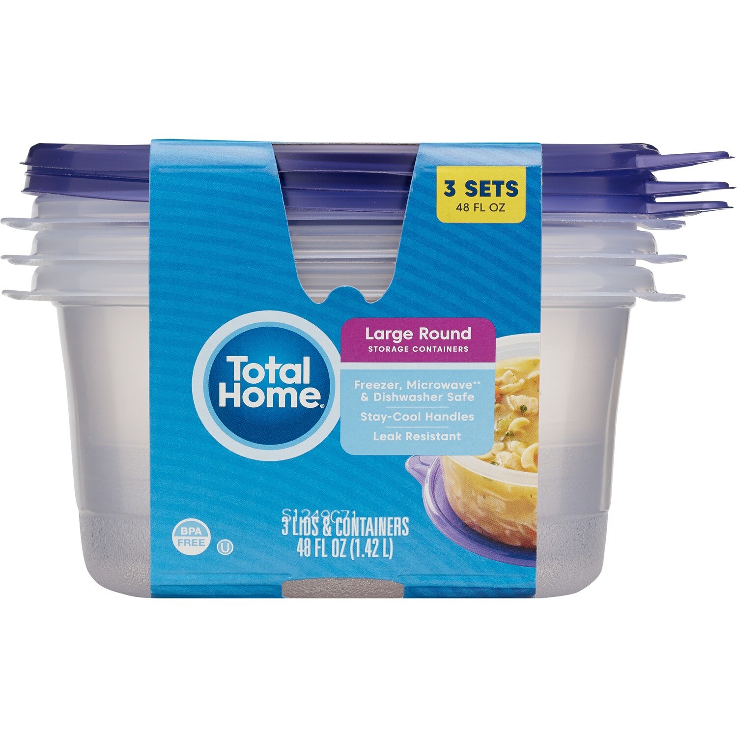 Total Home Big Bowl Storage Containers, 3 ct