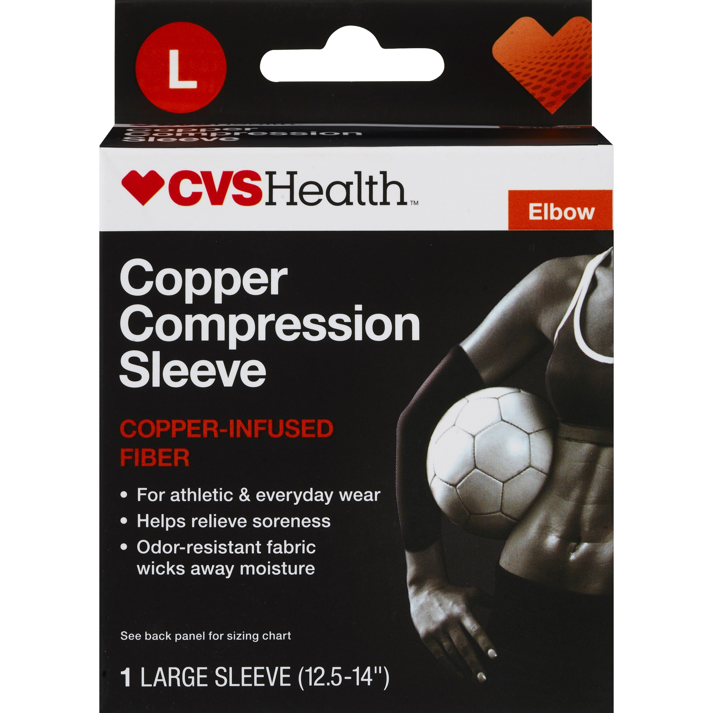 CVS Health Elbow Copper Compression Sleeve, Large