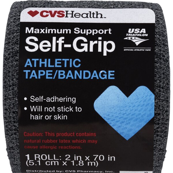 CVS Health Maximum Strength Self-Grip Athletic Tape, Black, 2in. x 70in.