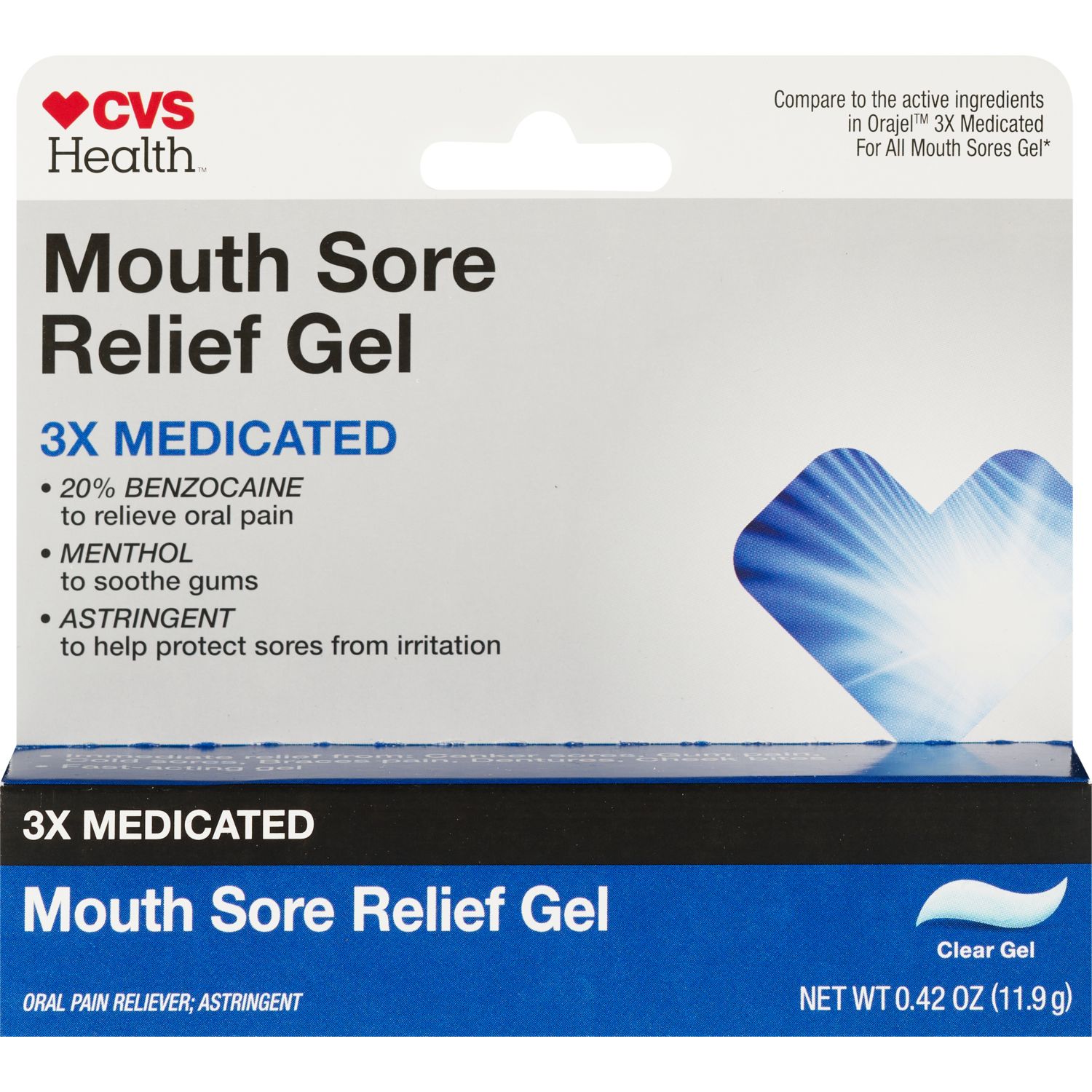 CVS Health Triple Medicated Mouth Sore Pain Relief Gel, 0.42 OZ