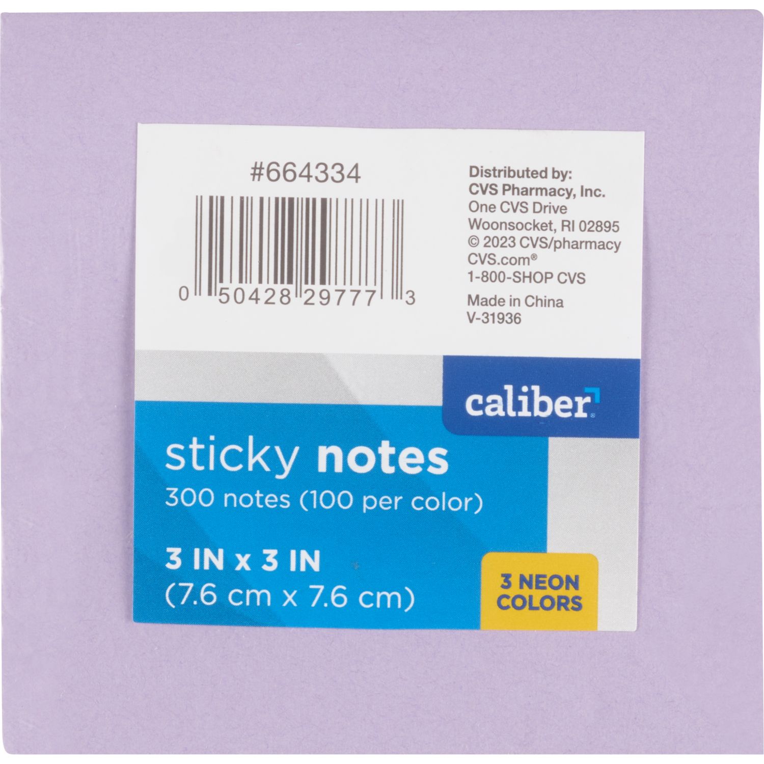 Caliber Sticky Notes, Neon Cube, 300 CT