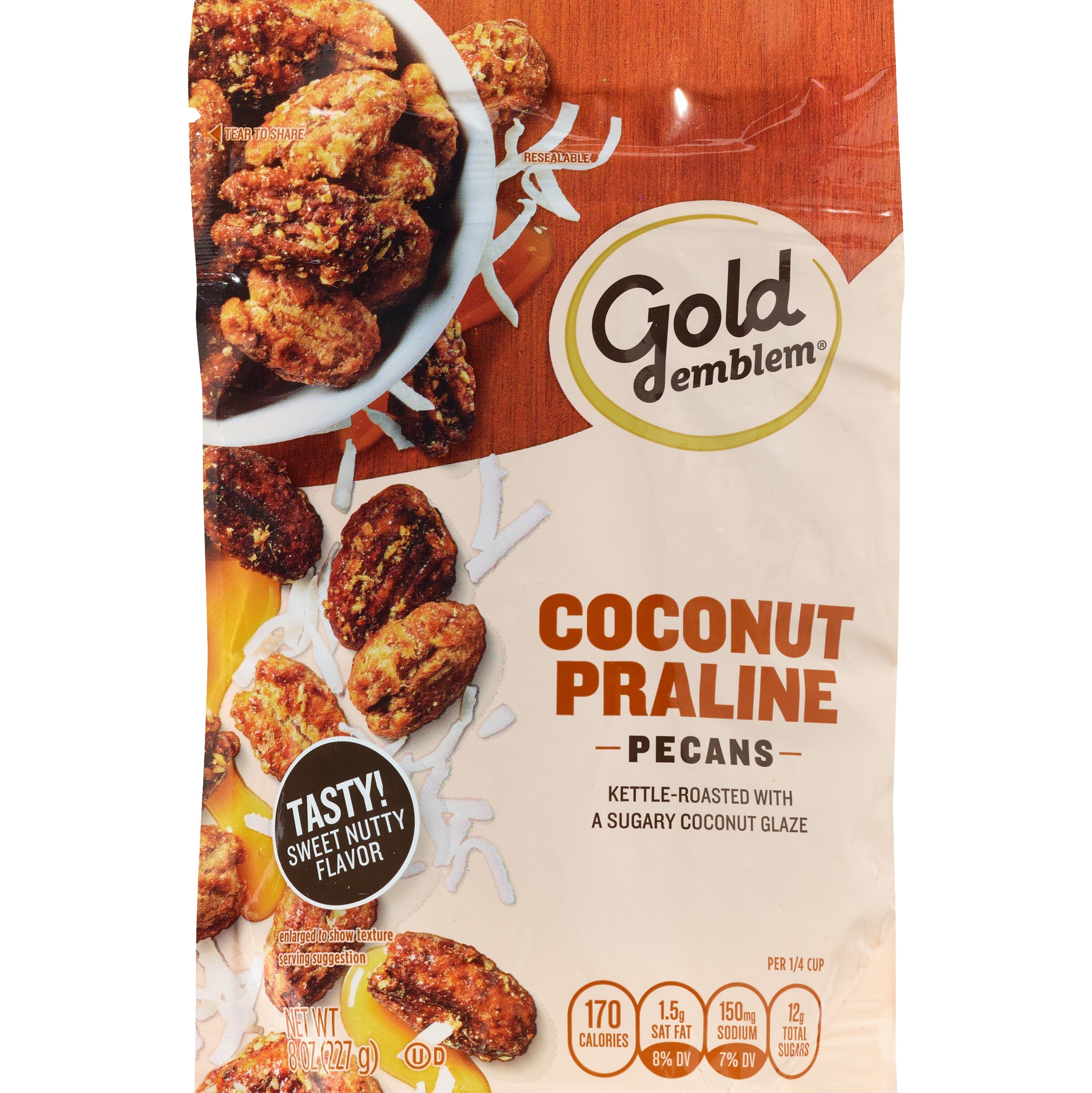 Gold Emblem Coconut Praline Pecans, 8 OZ