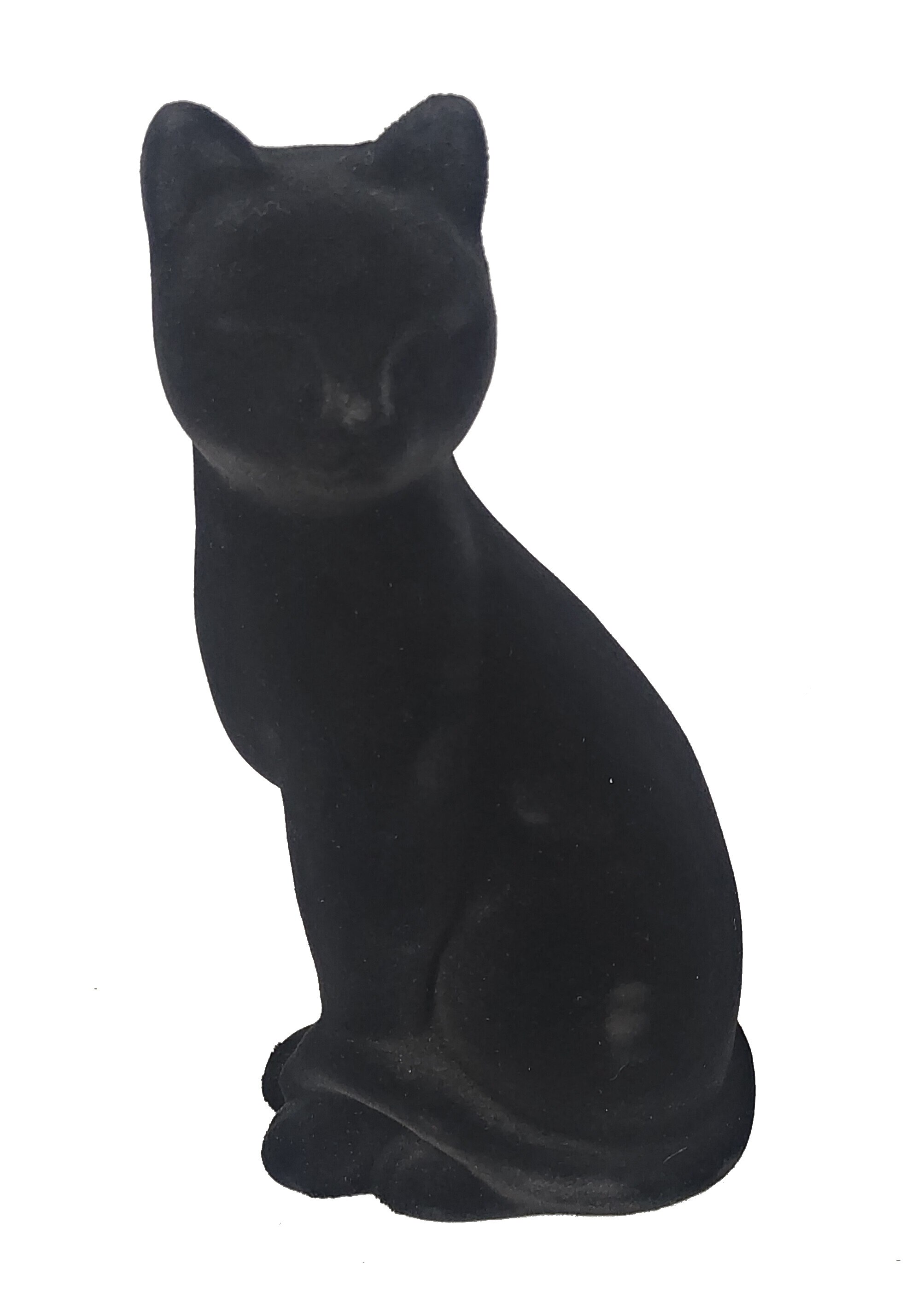 Spooky Village Halloween Flocked Cat, 8.8 in