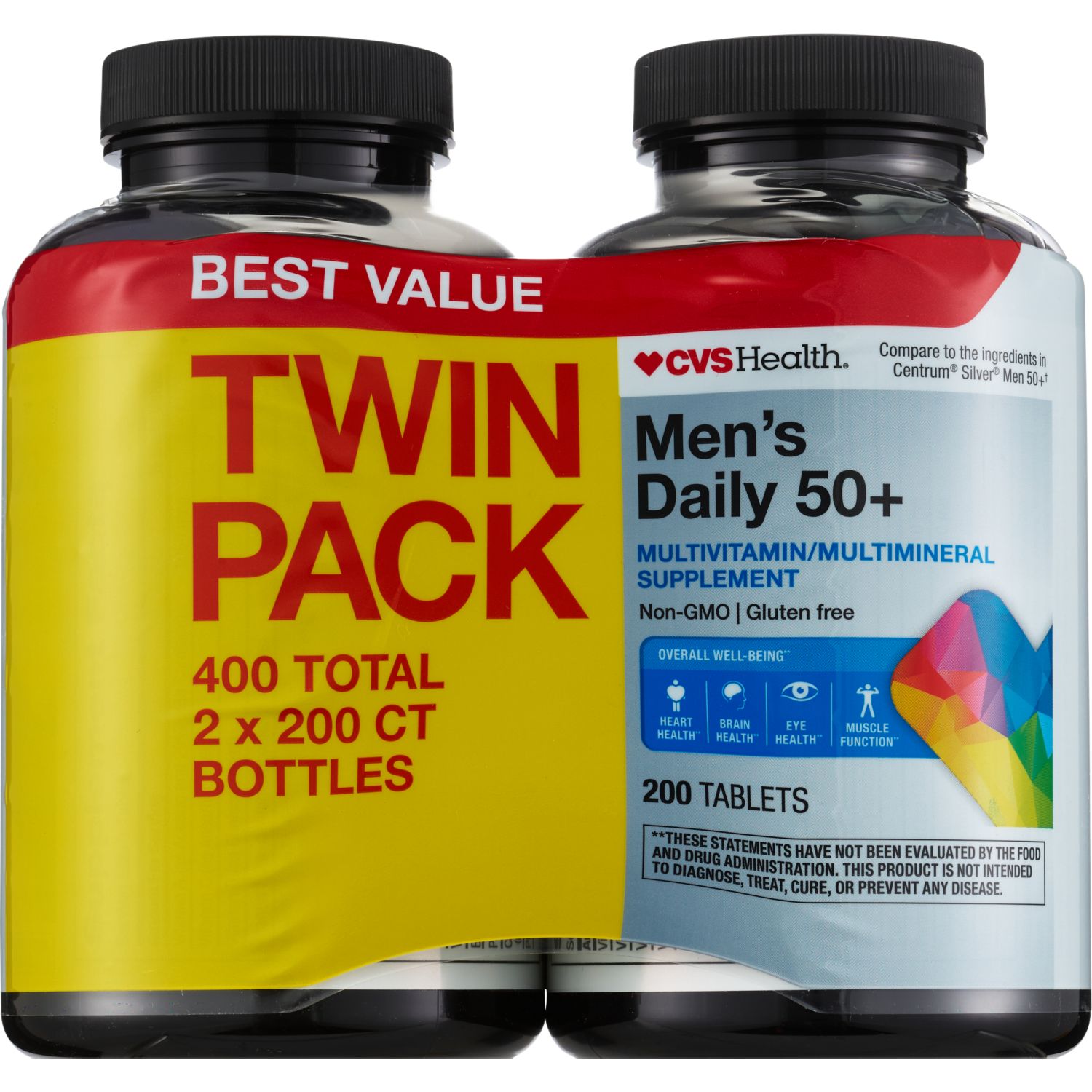 CVS Health Men's Daily 50 + Senior Tablets, Twin Pack