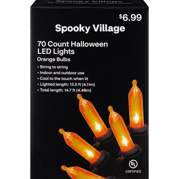 Spooky Village Halloween Lights Set, Orange, 70 ct