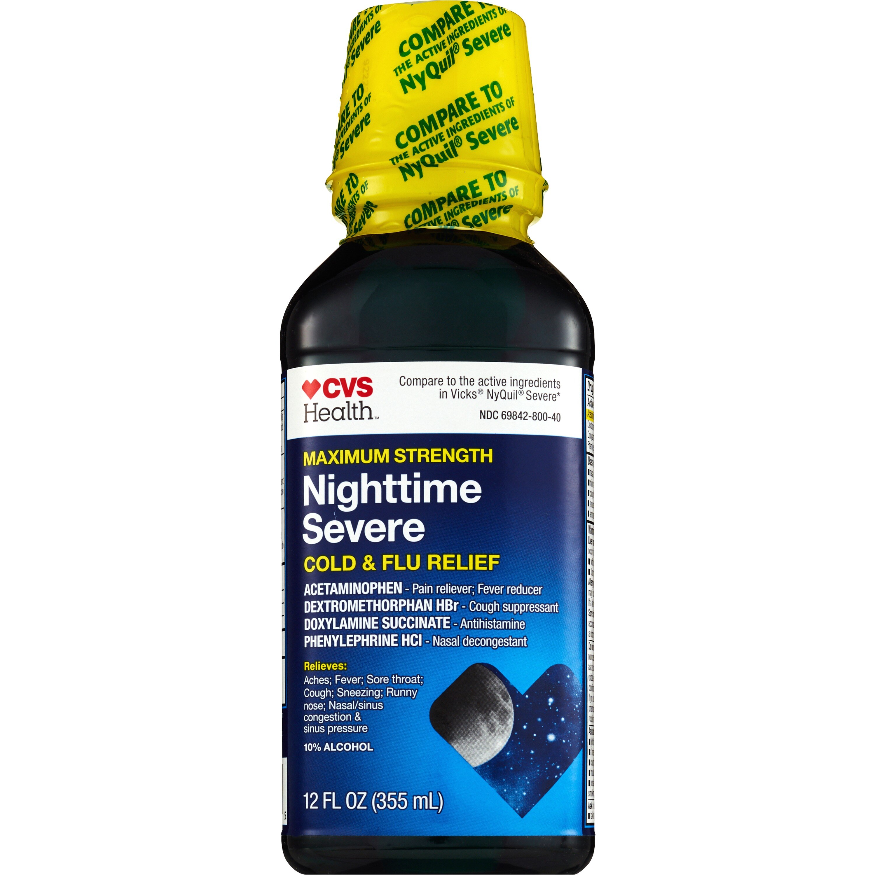 CVS Health Maximum Strength Nighttime Severe Cold & Flu Relief Liquid , 12 OZ