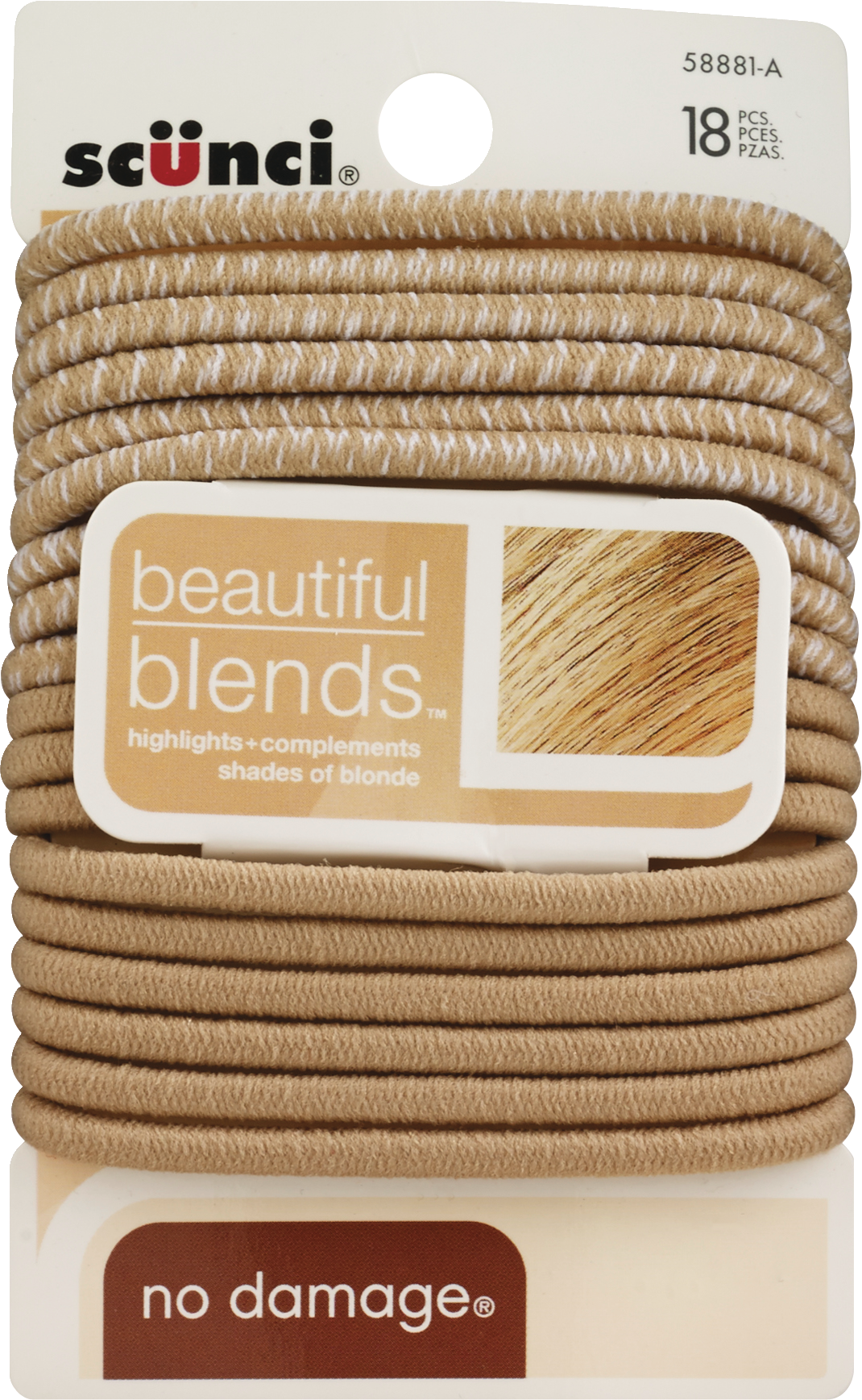 Scunci Beautiful Blends Elastics, Blonde, 18 CT