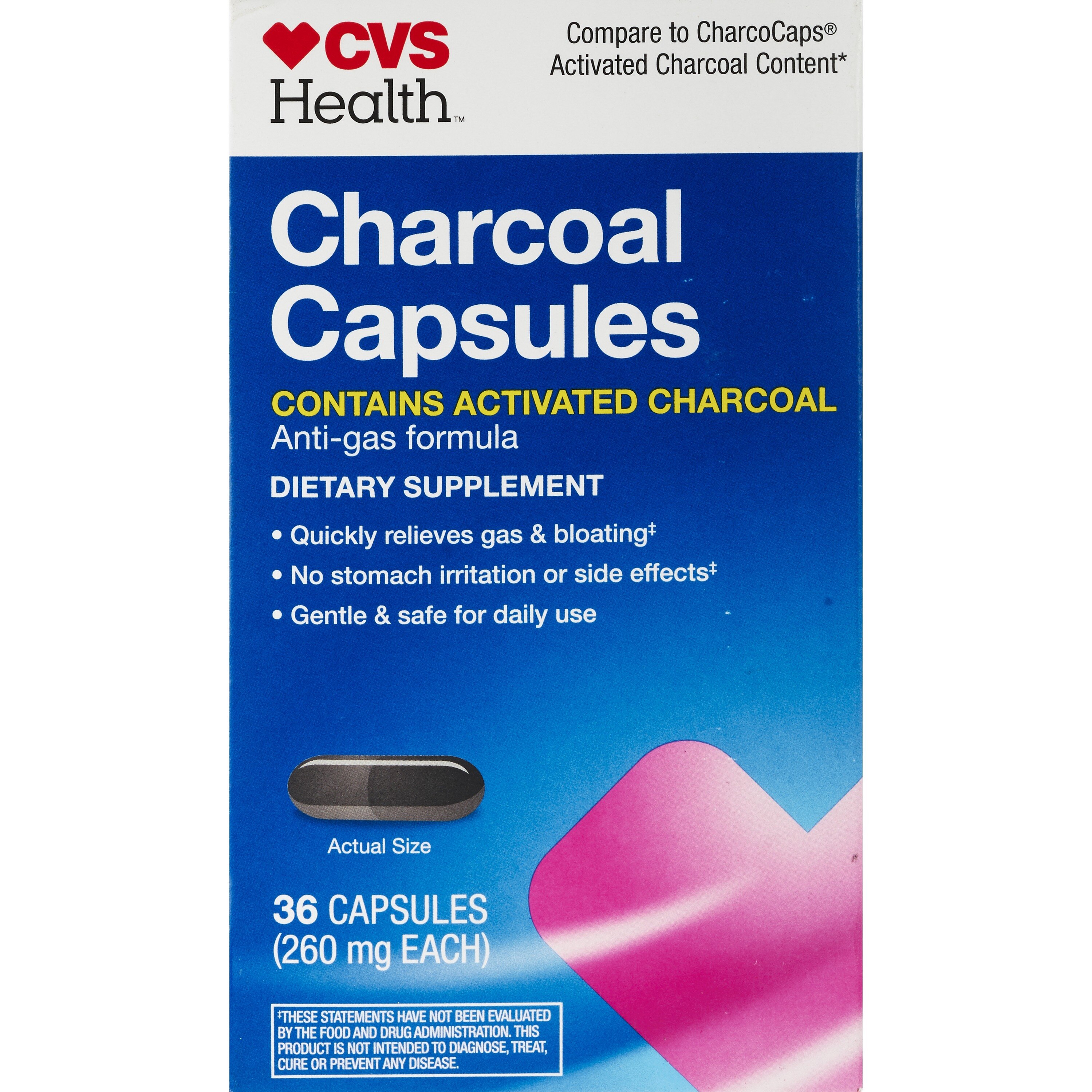 CVS Health Activated Charcoal Capsules, 36 CT