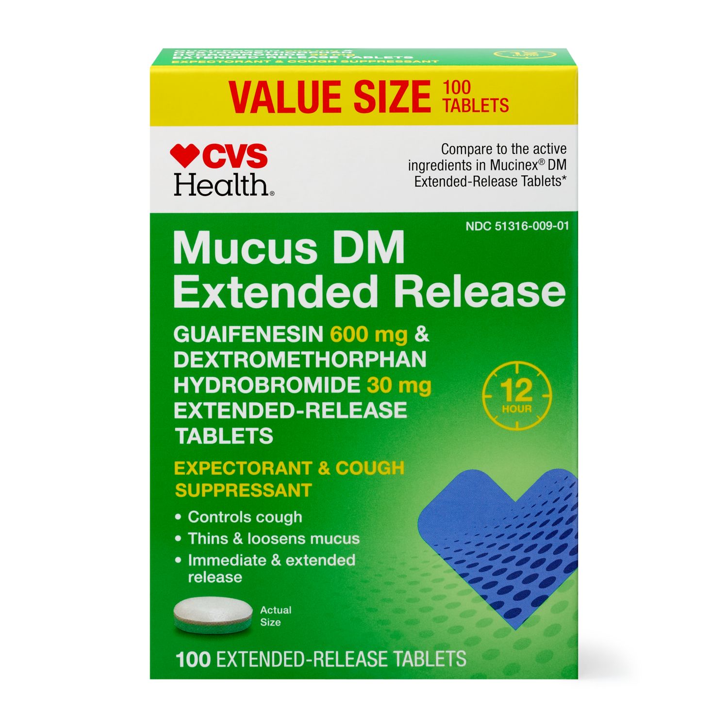 CVS Health 12HR Mucus DM Extended Release Cough Tablets